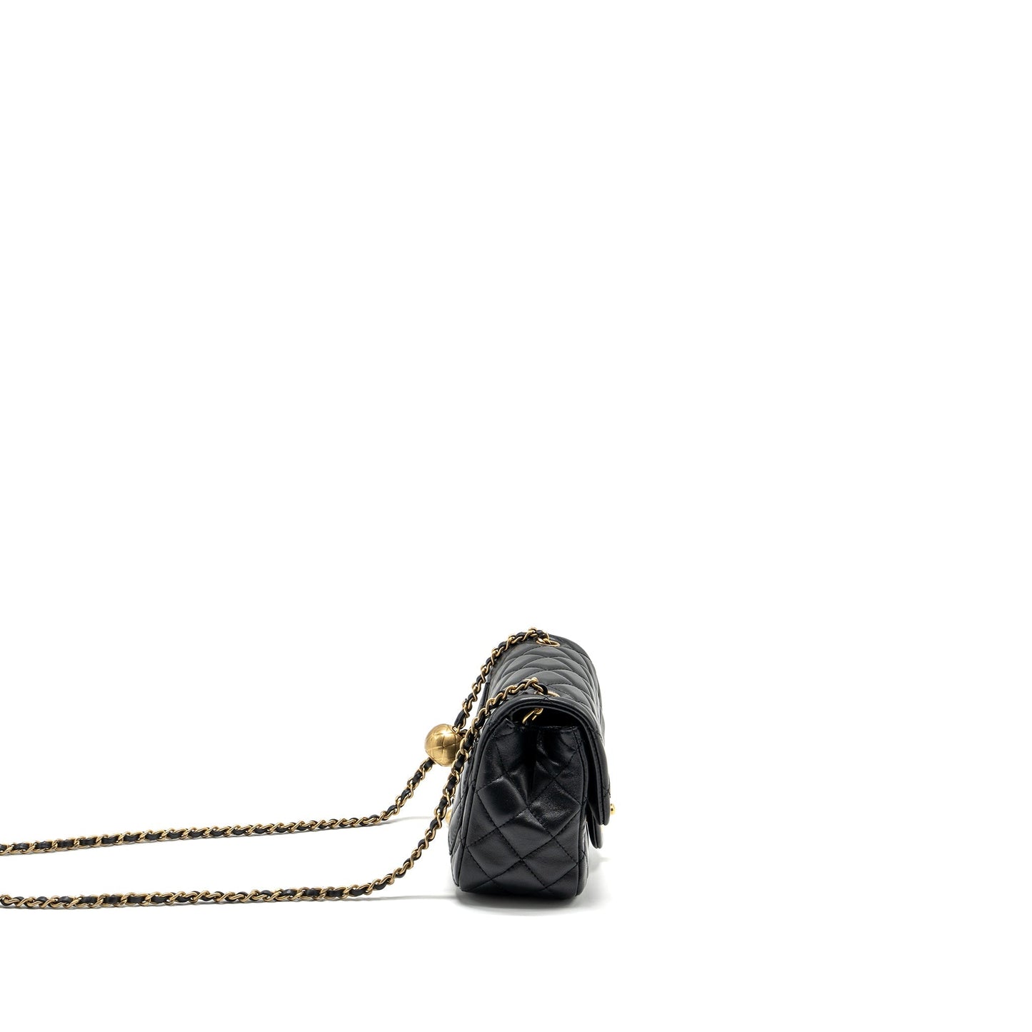 Chanel Pearl Crush Square Flap Lambskin GHW Black Shoulder Bag Microchip 7