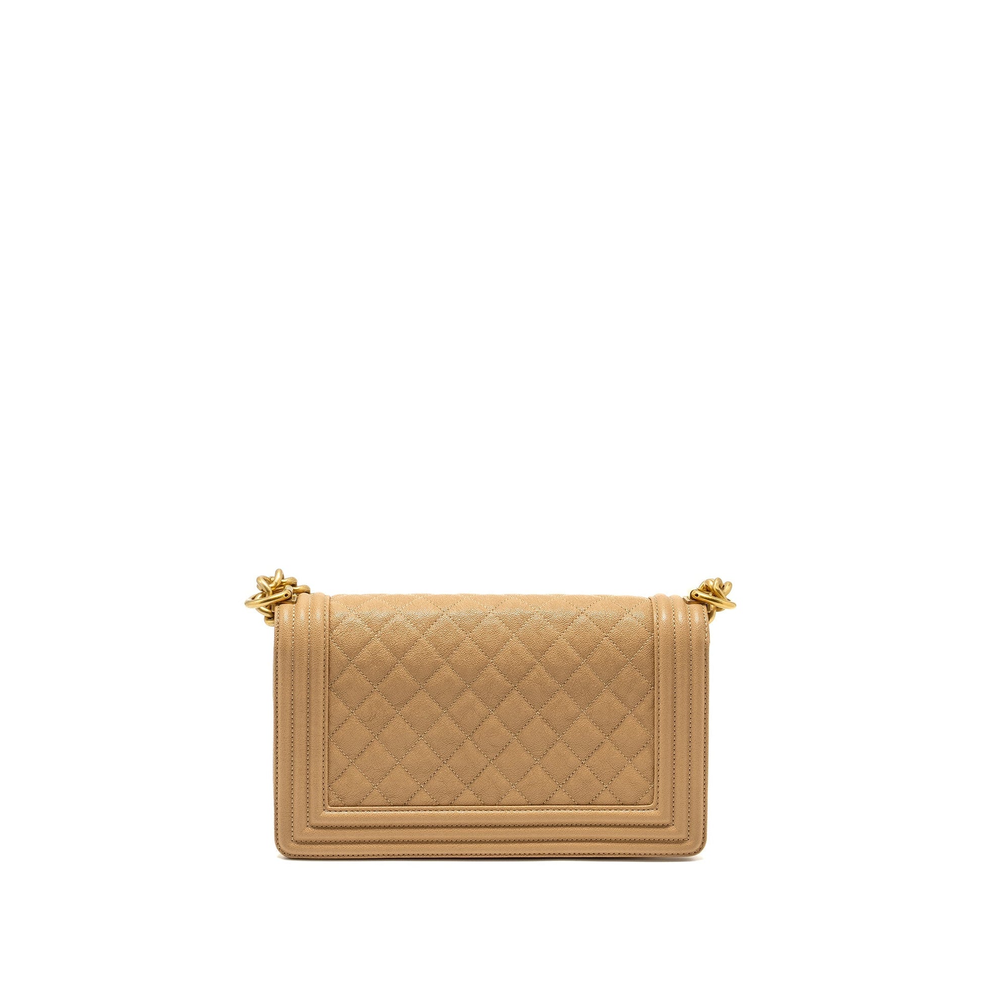 Chanel Boy Caviar GHW Beige Handbag