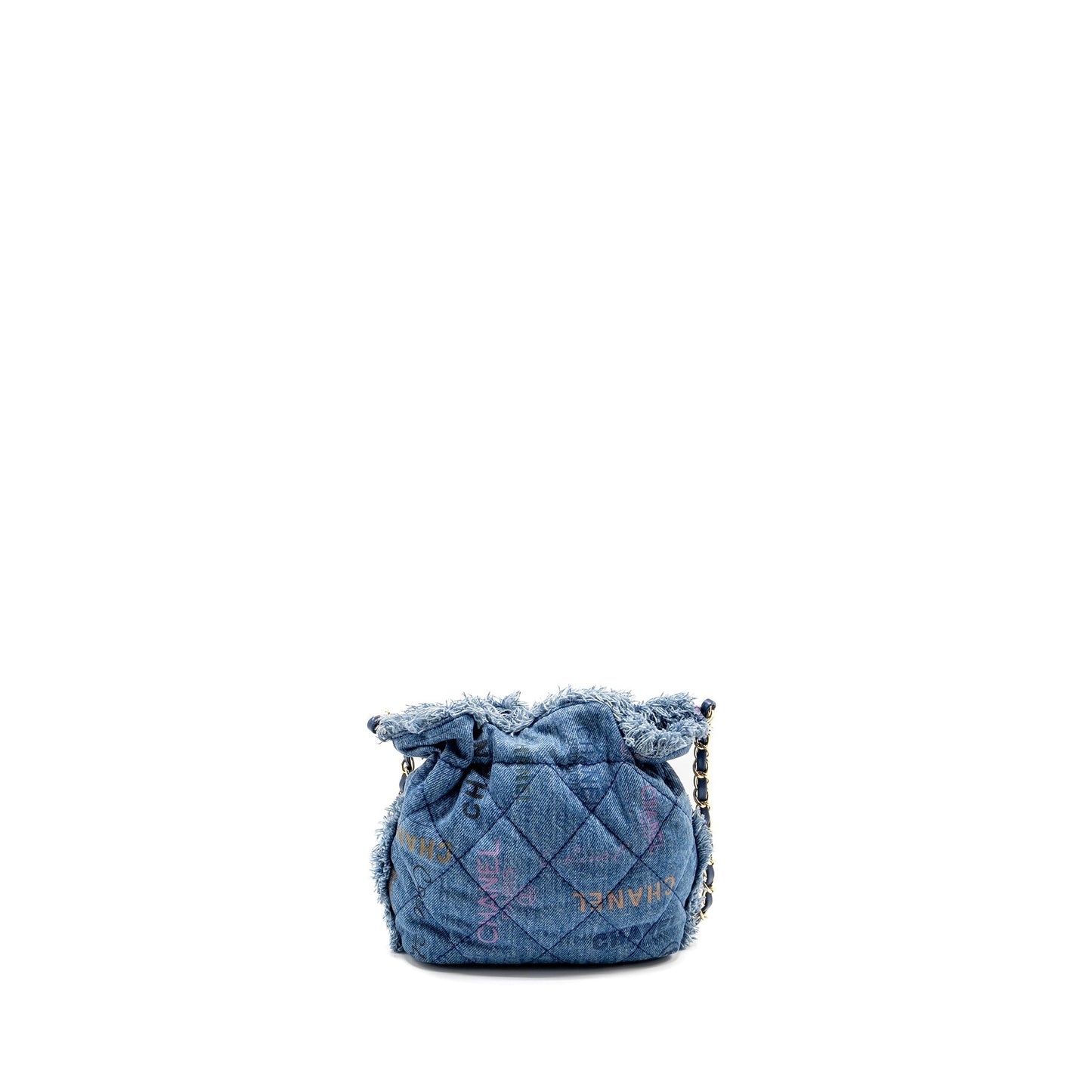 Chanel Bucket Denim LGHW Microchip Blue Small Bucket Bag