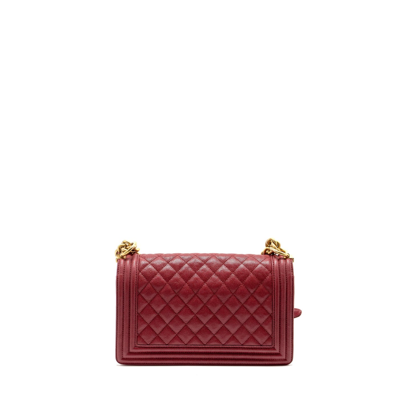 Chanel Boy Caviar GHW Red Handbag