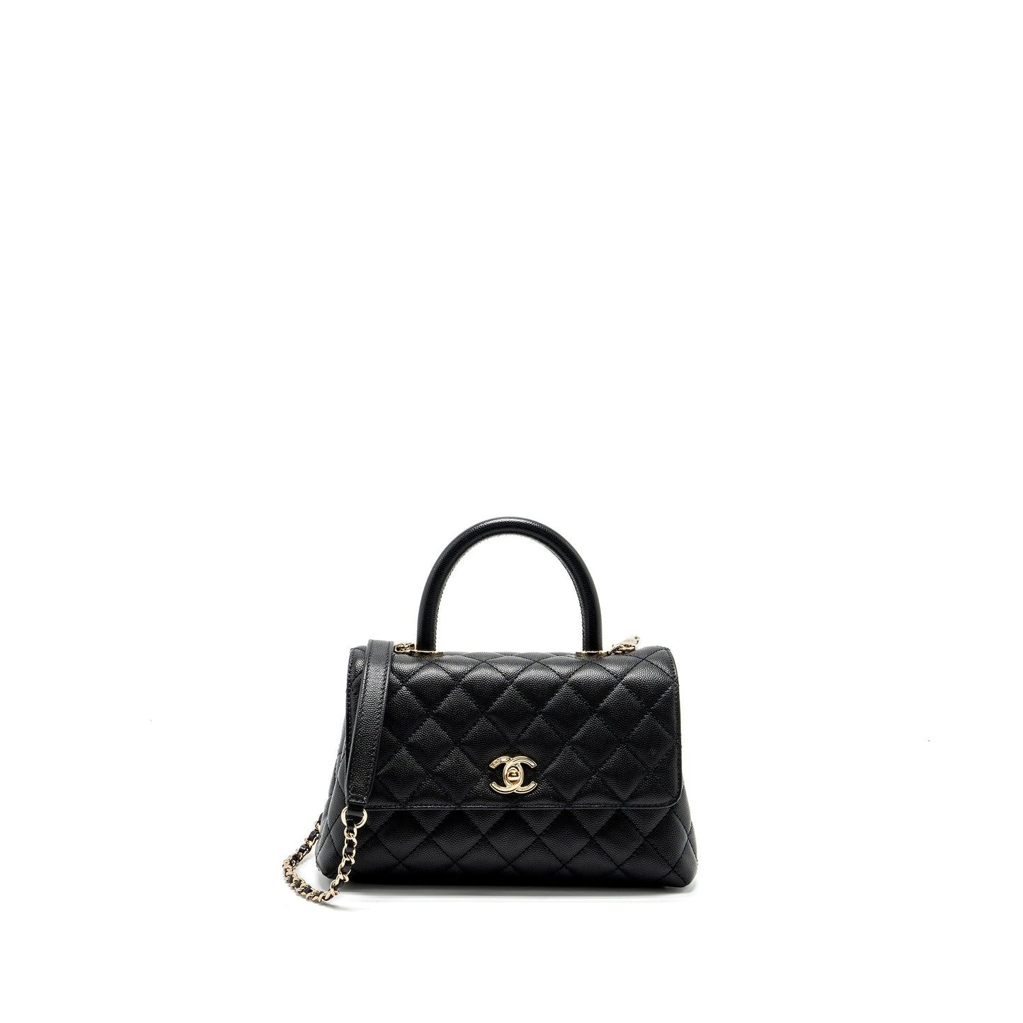 Chanel Coco Handle Caviar LGHW Microchip Black Small Handbag Microchip 14