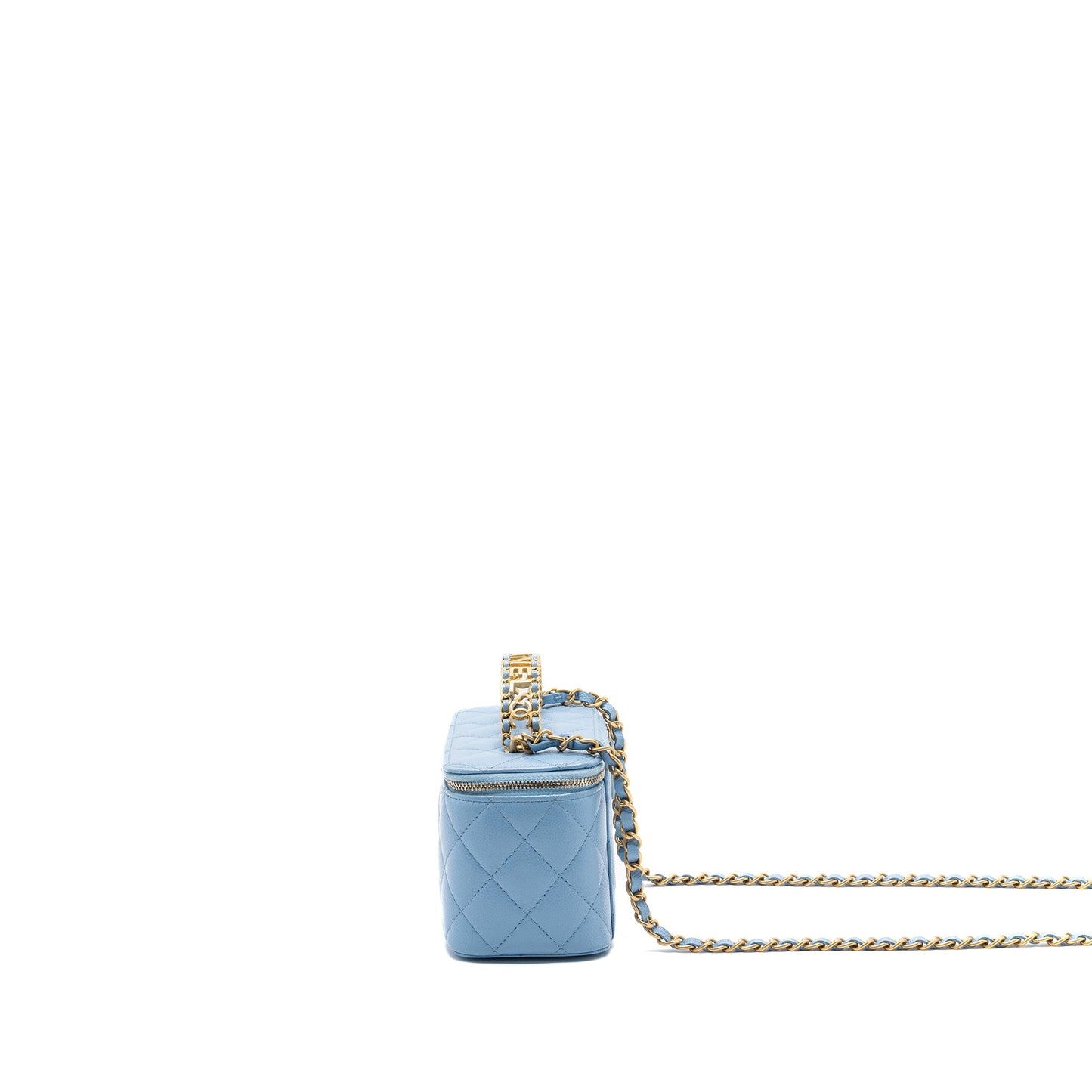 Chanel detailed top handle long vanity caviar Blue Handbag