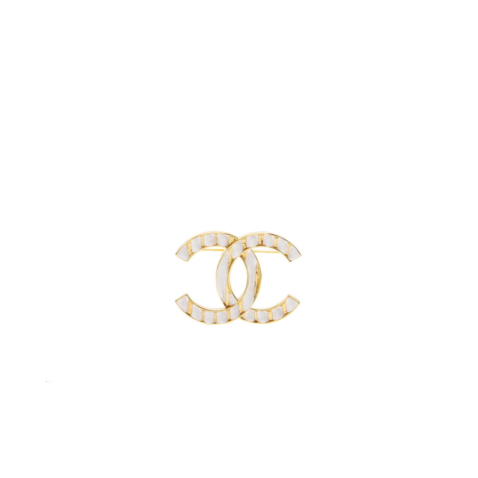 Chanel CC logo brooch tone Gold Ivory Handbag