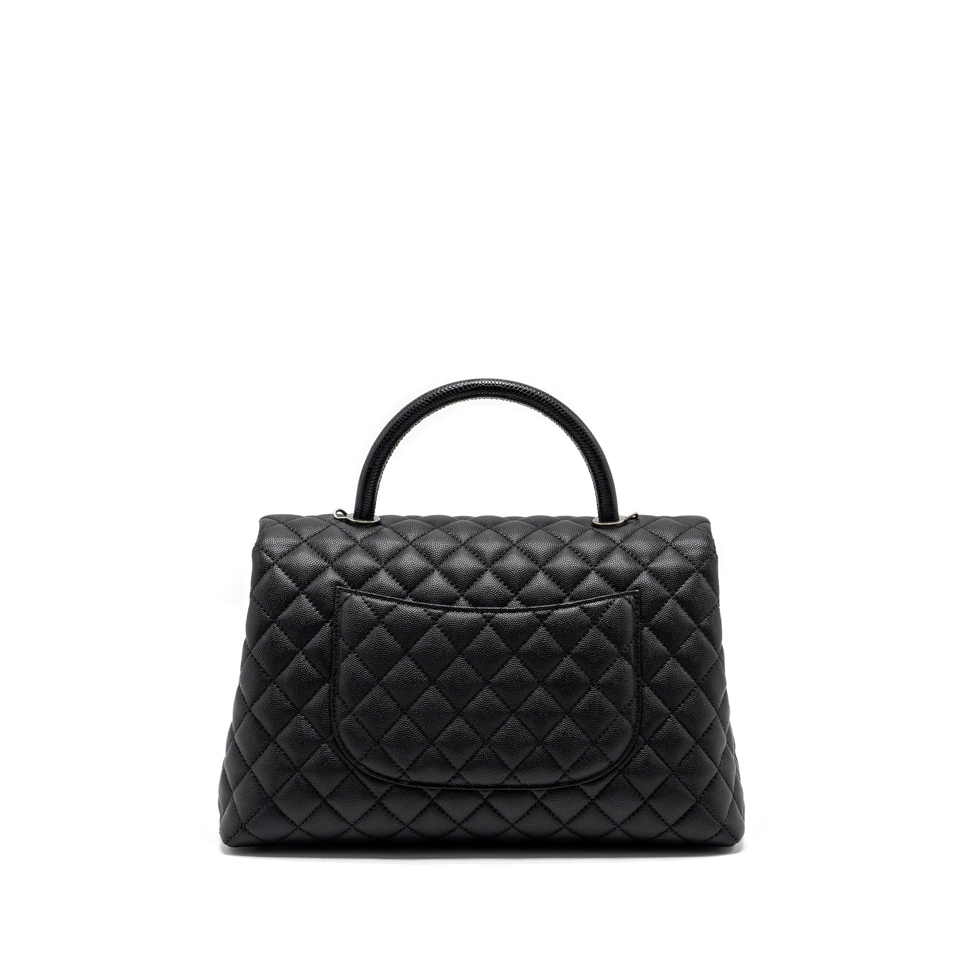 Chanel Coco Handle Caviar Ruthenium Hardware Black Handbag