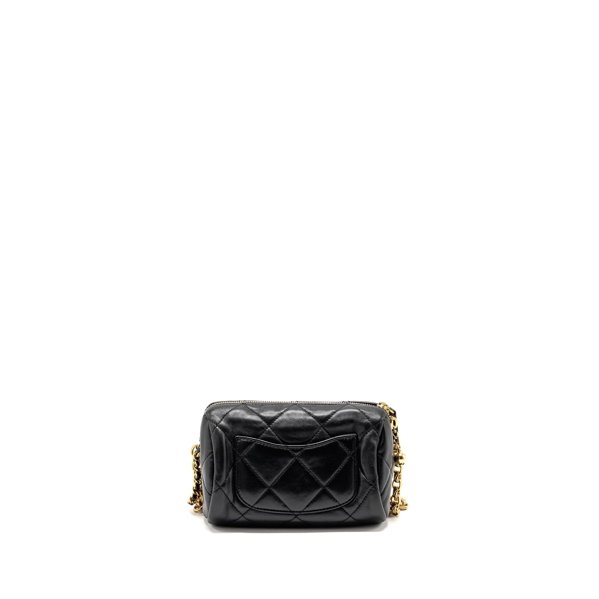 Chanel 22a Detail Bowling Lambskin GHW microchip Black Handbag