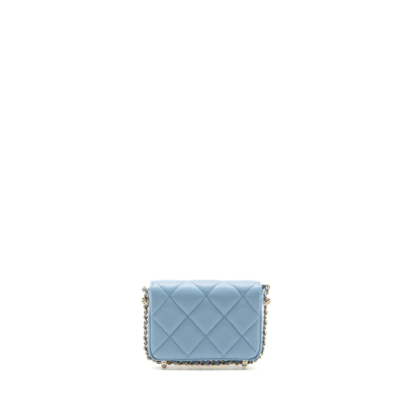 Chanel Flap Chaim Lambskin Light LGHW Blue Clutch Bag