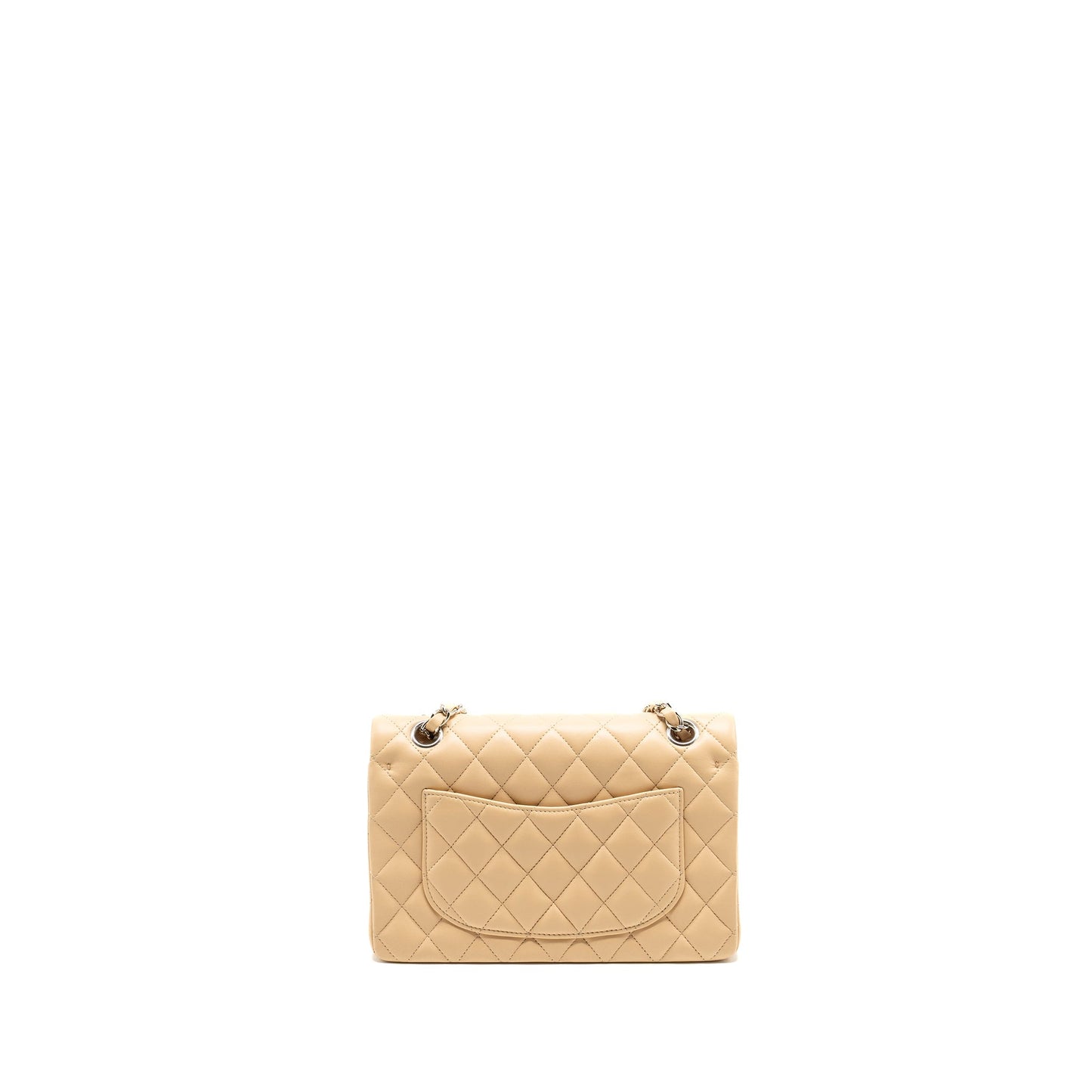 Chanel Classic Double Flap Lambskin SHW Microchip Beige Small Shoulder Bag