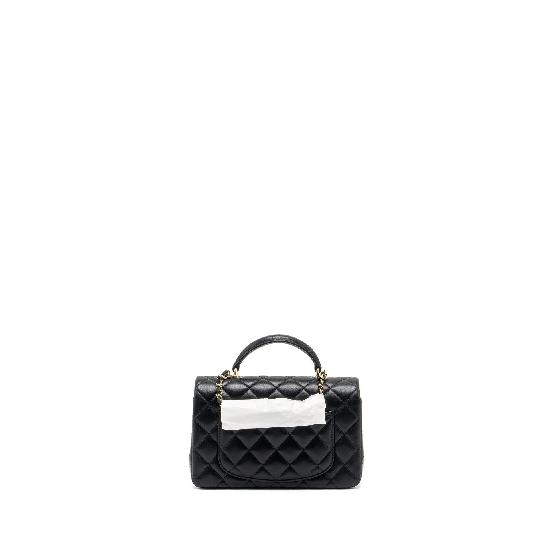 Chanel Top Handle Rectangular Flap Lambskin LGHW Black Shoulder Bag Microchip 7