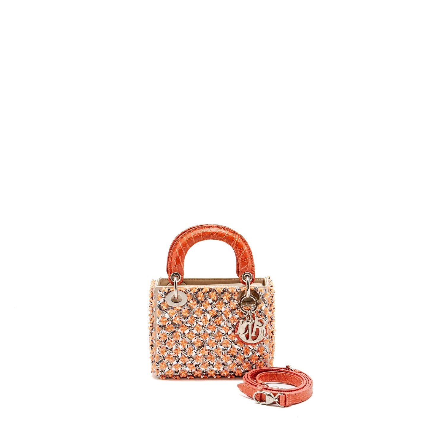 Dior Lady Limited Edition Velvet Alligator Sequin Light Pink Mini Travel Bag