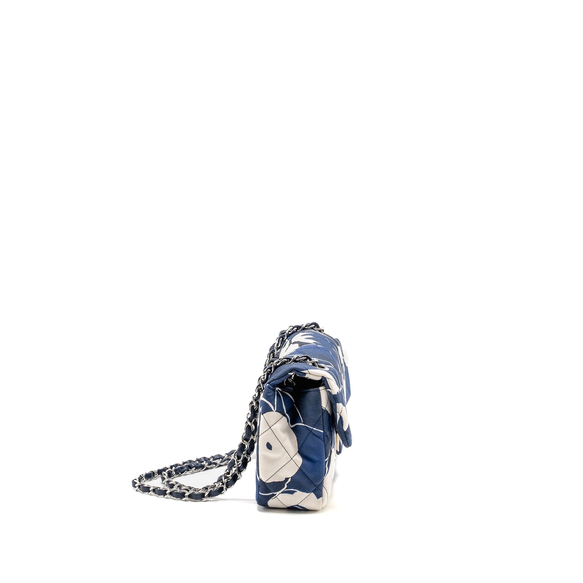 Chanel Limited Edition Flora Printed Classic Flap White Blue Shoulder Bag