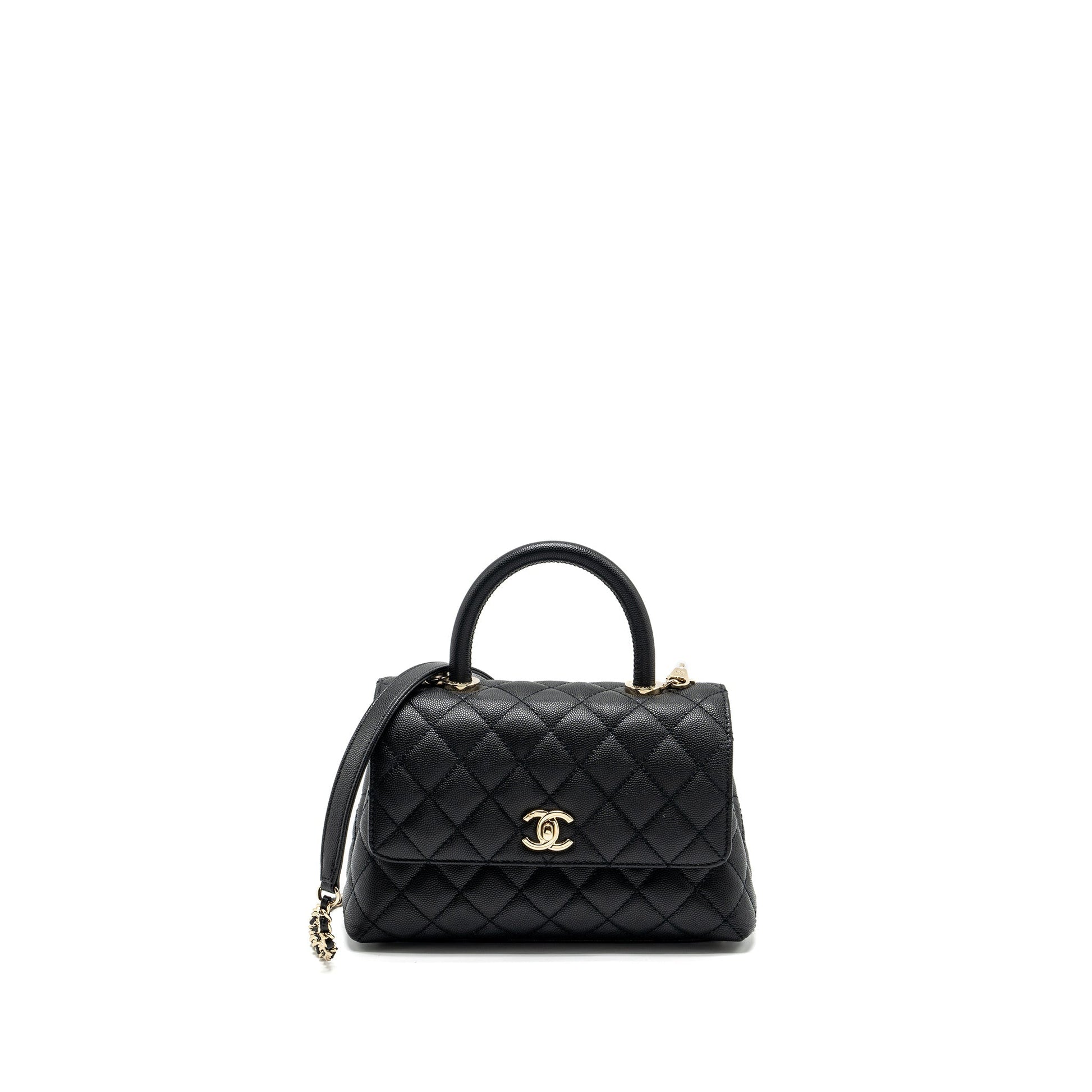 Chanel COCO Handle Caviar LGHW Microchip Black Small Handbag Microchip 16