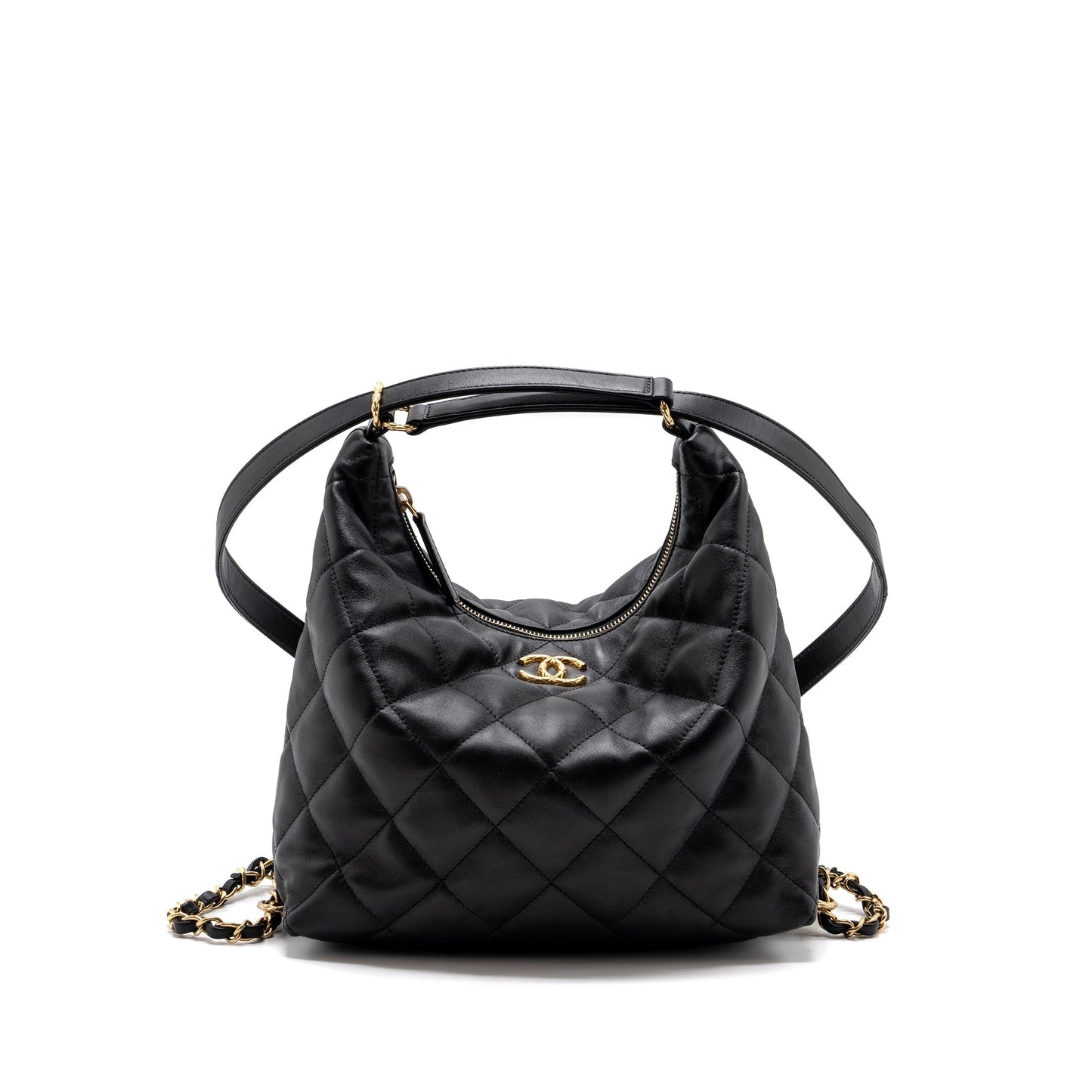 Chanel 22B hobo lambskin GHW microchip Black Shoulder Bag Microchip 1