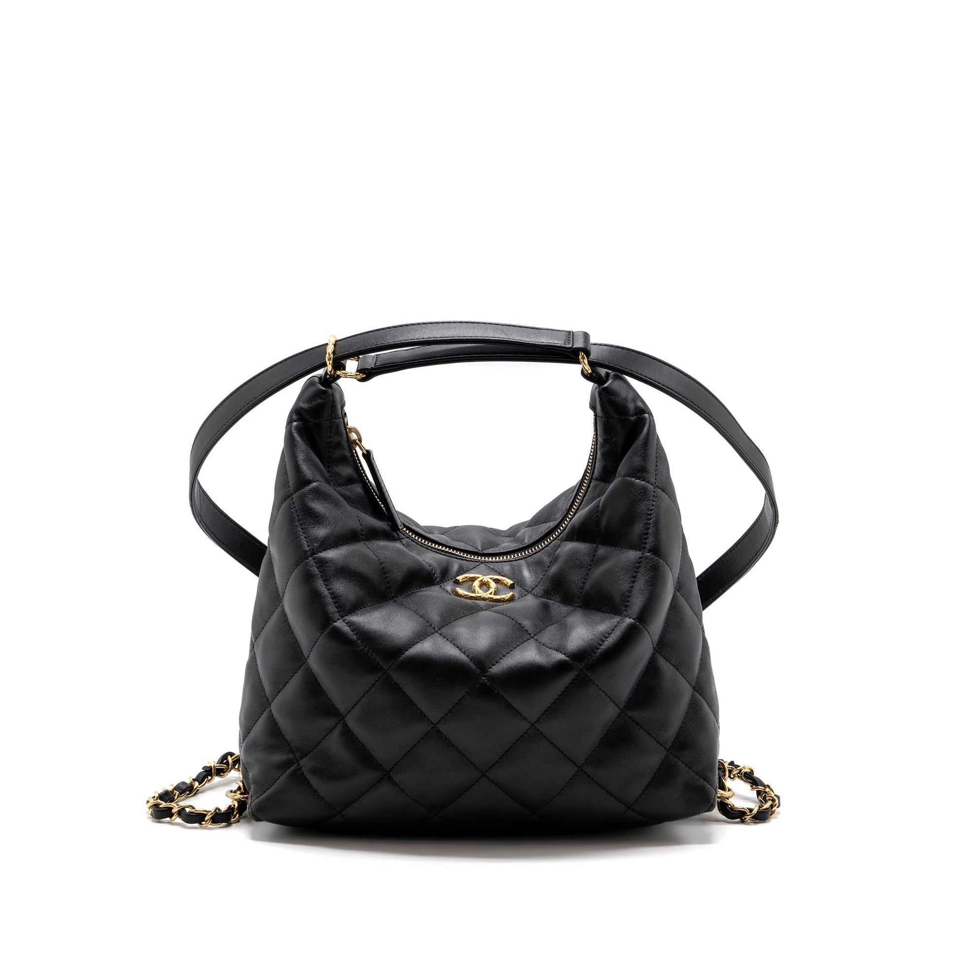 Chanel 22B hobo lambskin GHW microchip Black Shoulder Bag Microchip 1