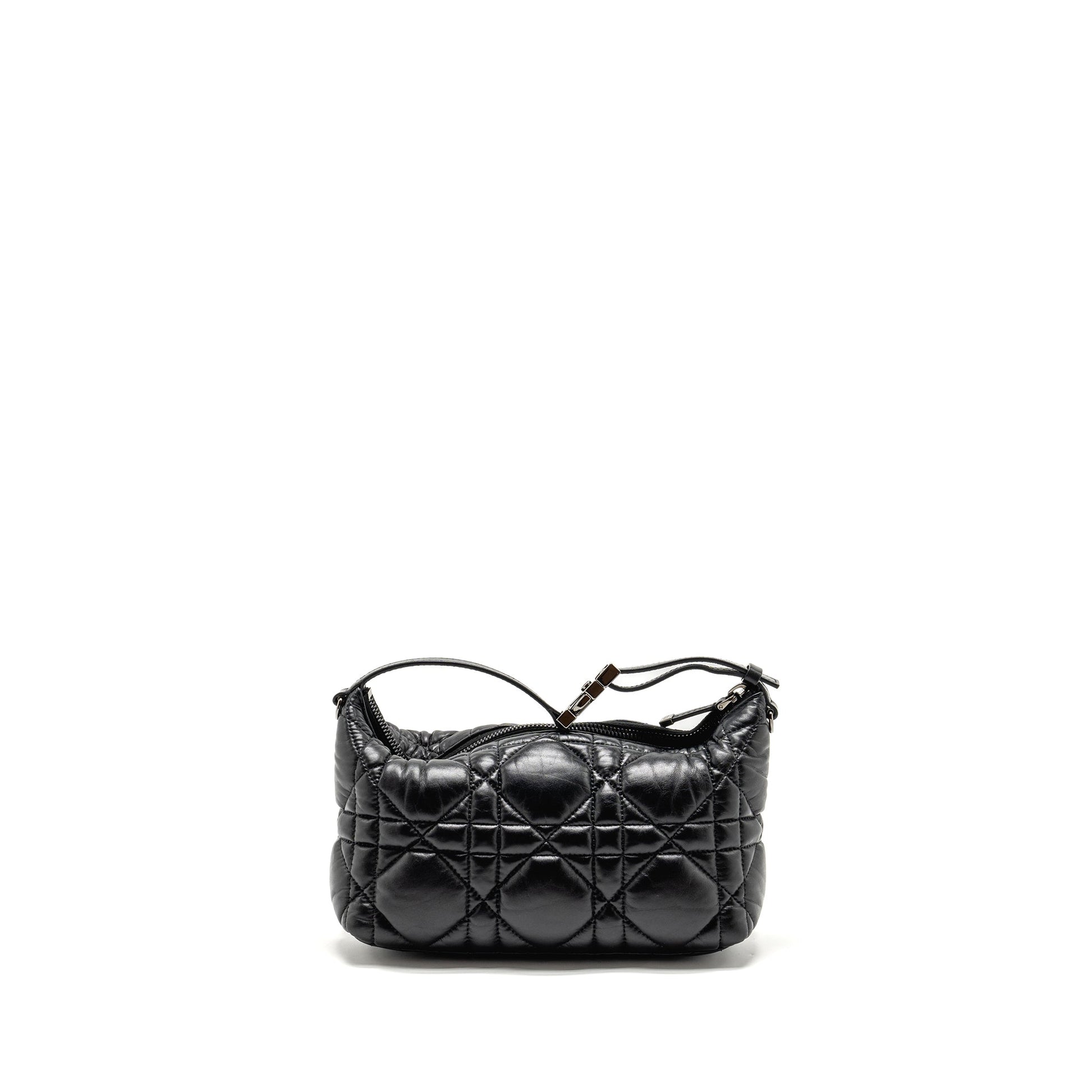 Dior travel Nomad Pouch Macrocannage Calfskin Handbag Black Medium Travel Bag