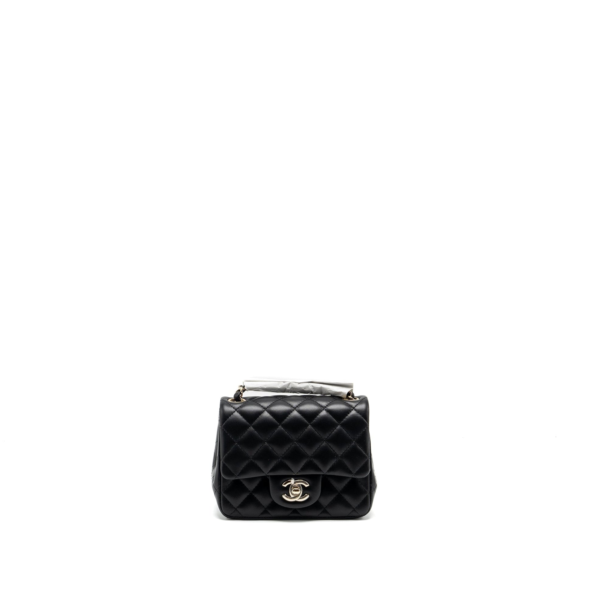 Chanel square flap lambskin LGHW microchip Black Shoulder Bag Microchip 2