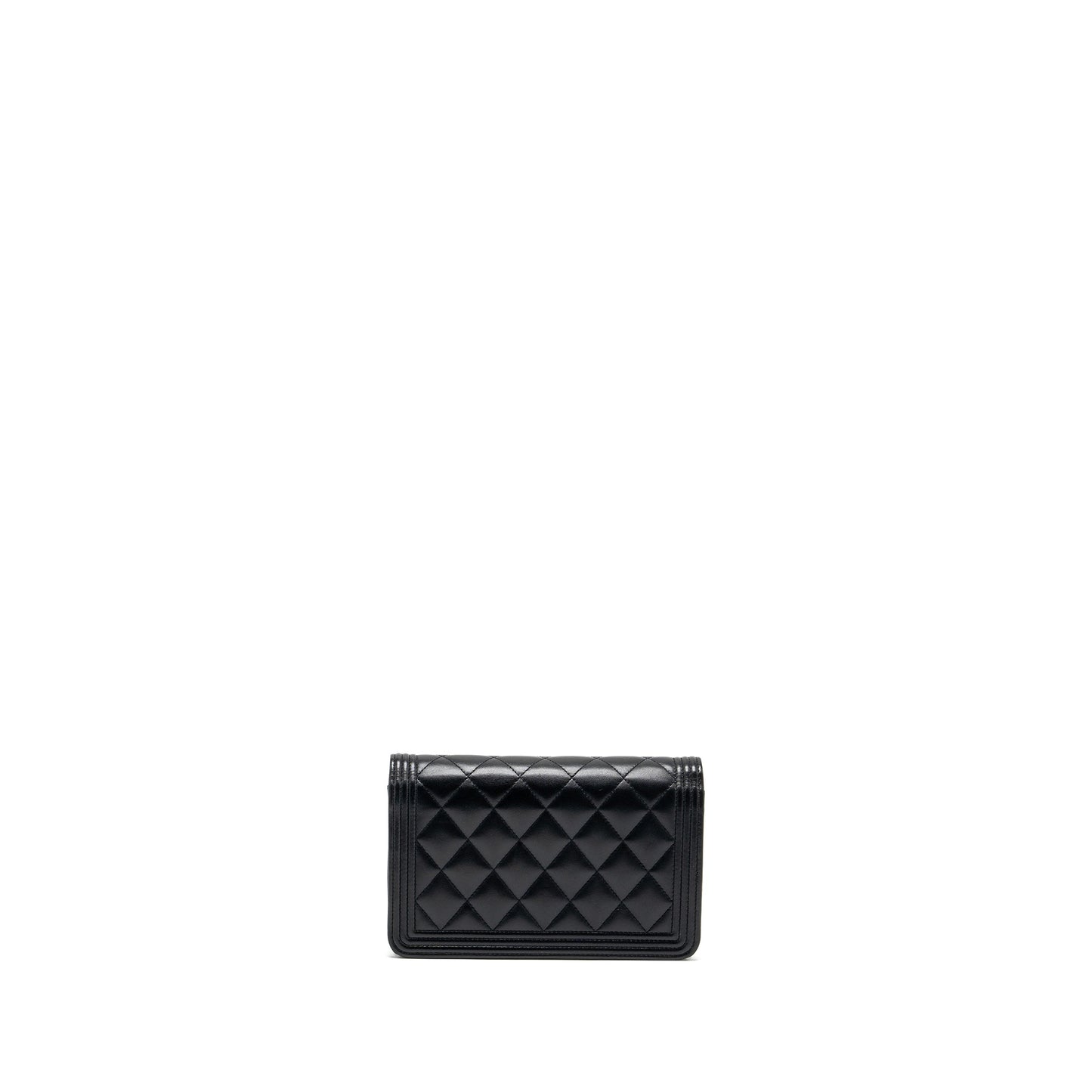 Chanel Boy On Lambskin Brushed GHW Black Wallet Case Ghw 1