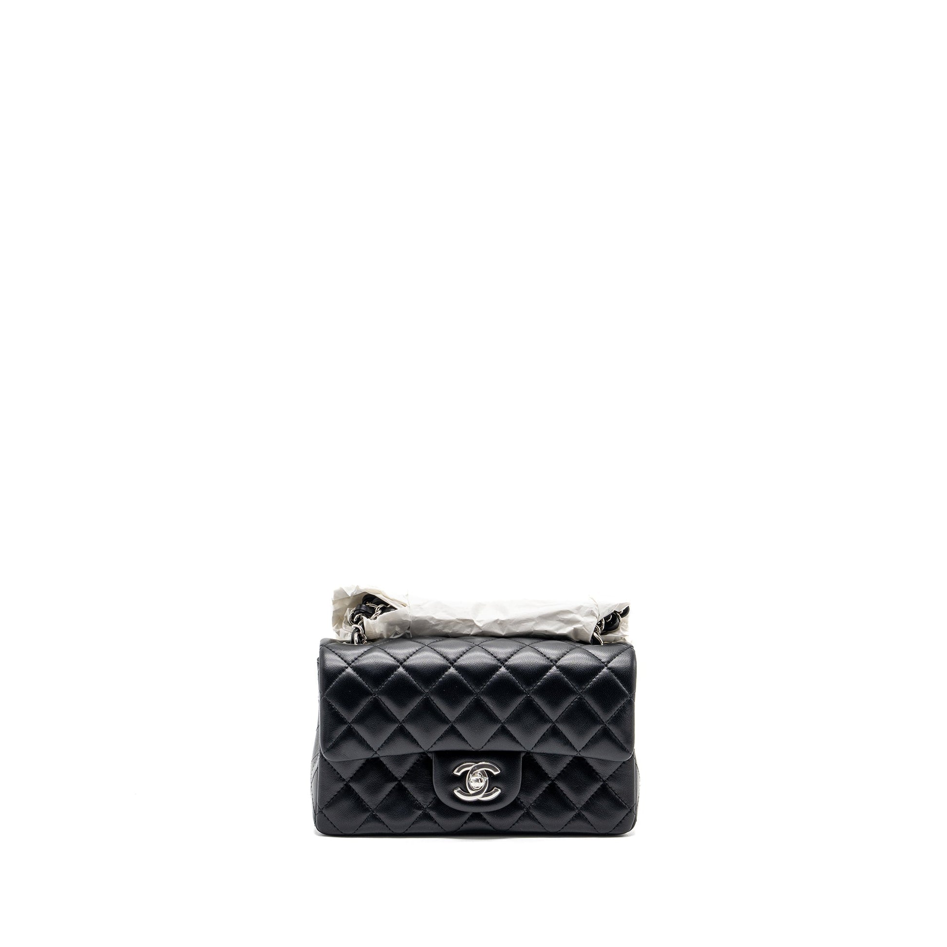 Chanel Mini Rectangular Flap Lambskin Black Shw (microchip) Jewelry
