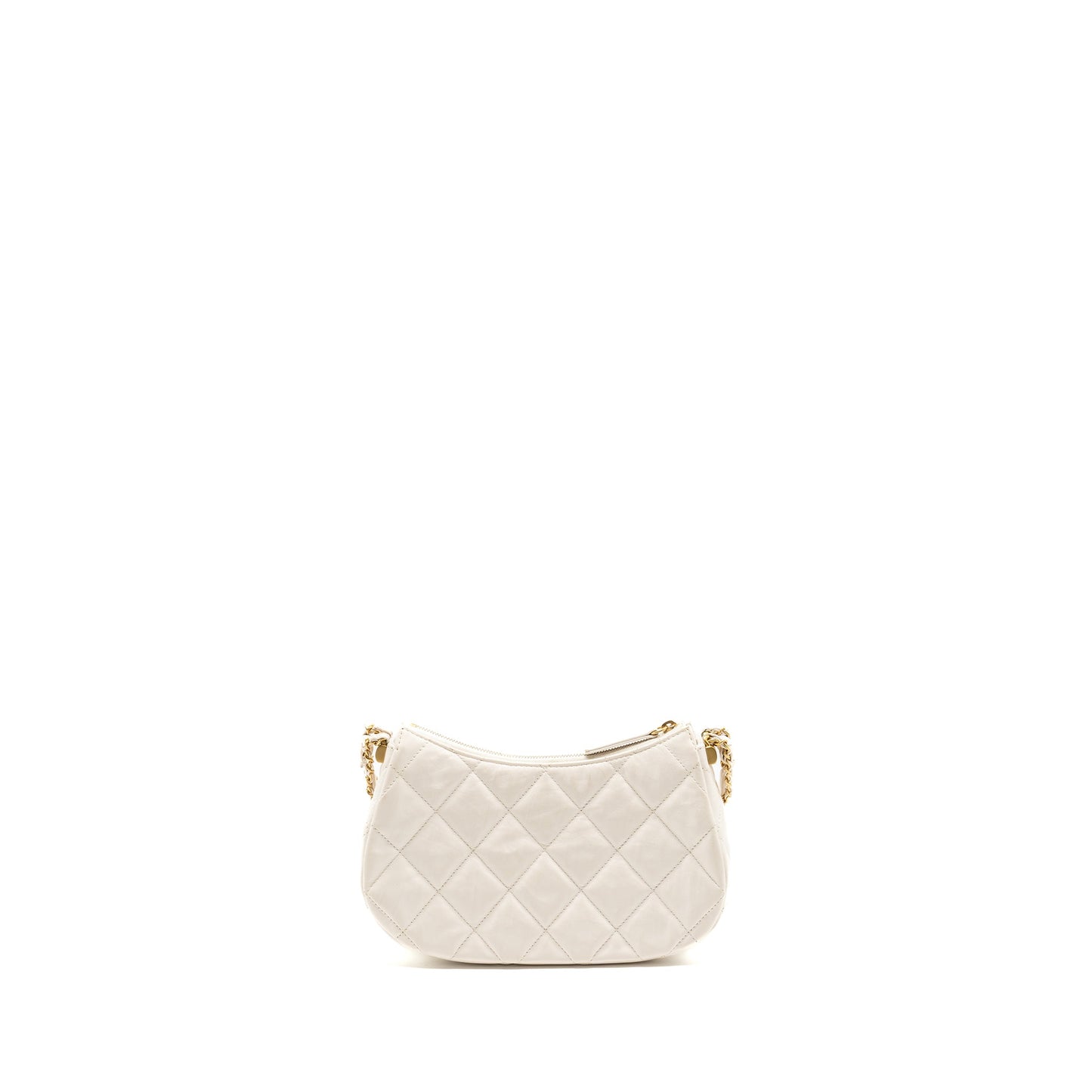 Chanel 23K Hobo Calfskin GHW Microchip White Shoulder Bag