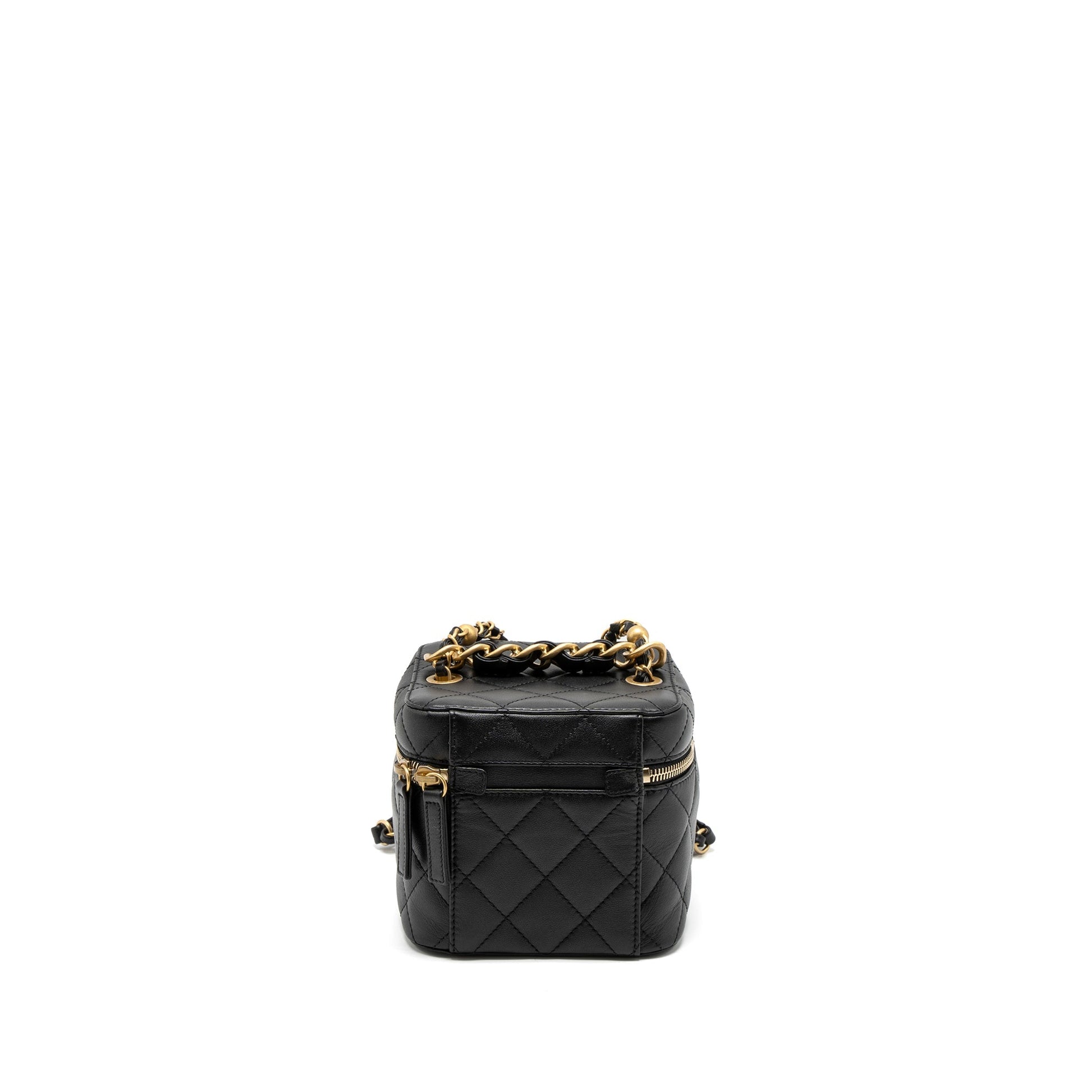 Chanel Top Handle Vanity Calfskin Brushed GHW Black Crossbody Bag