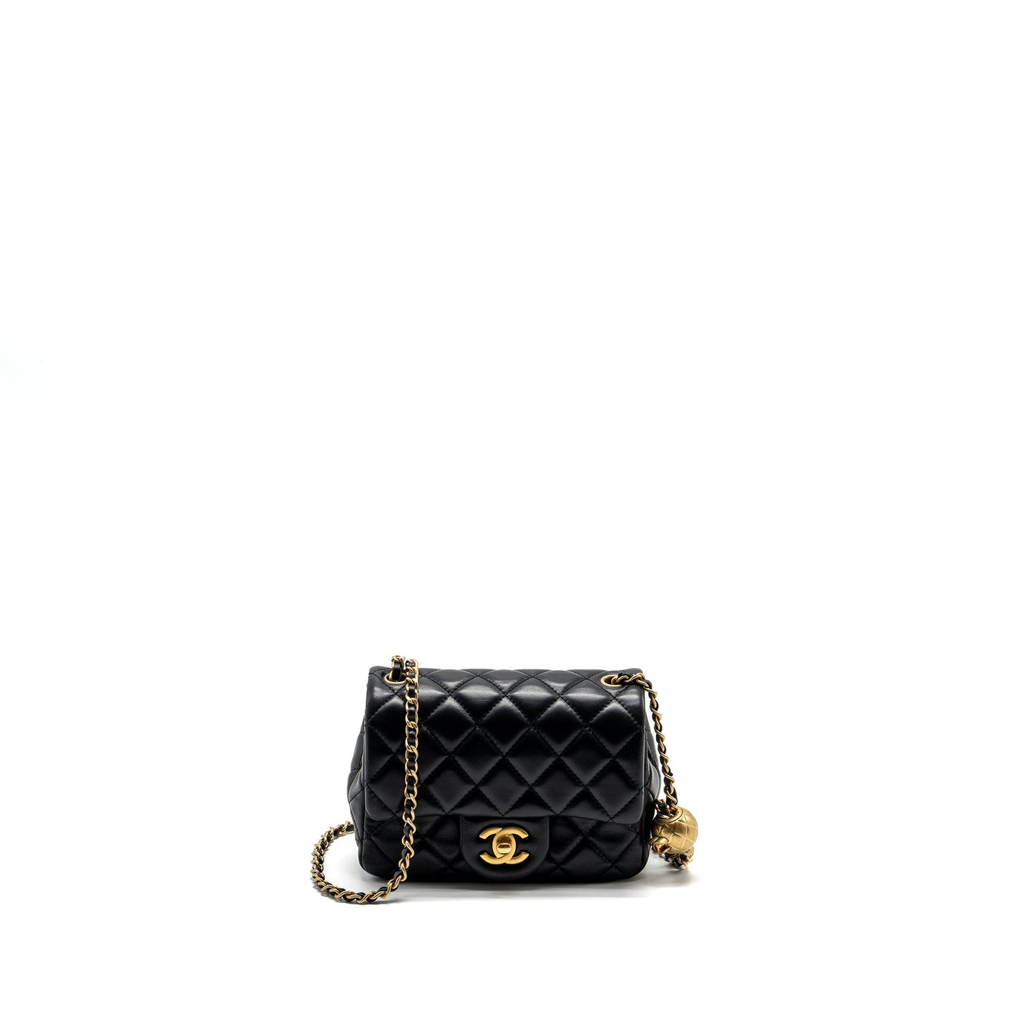 Chanel Pearl Crush Square Flap Lambskin GHW Black Shoulder Bag Microchip 7