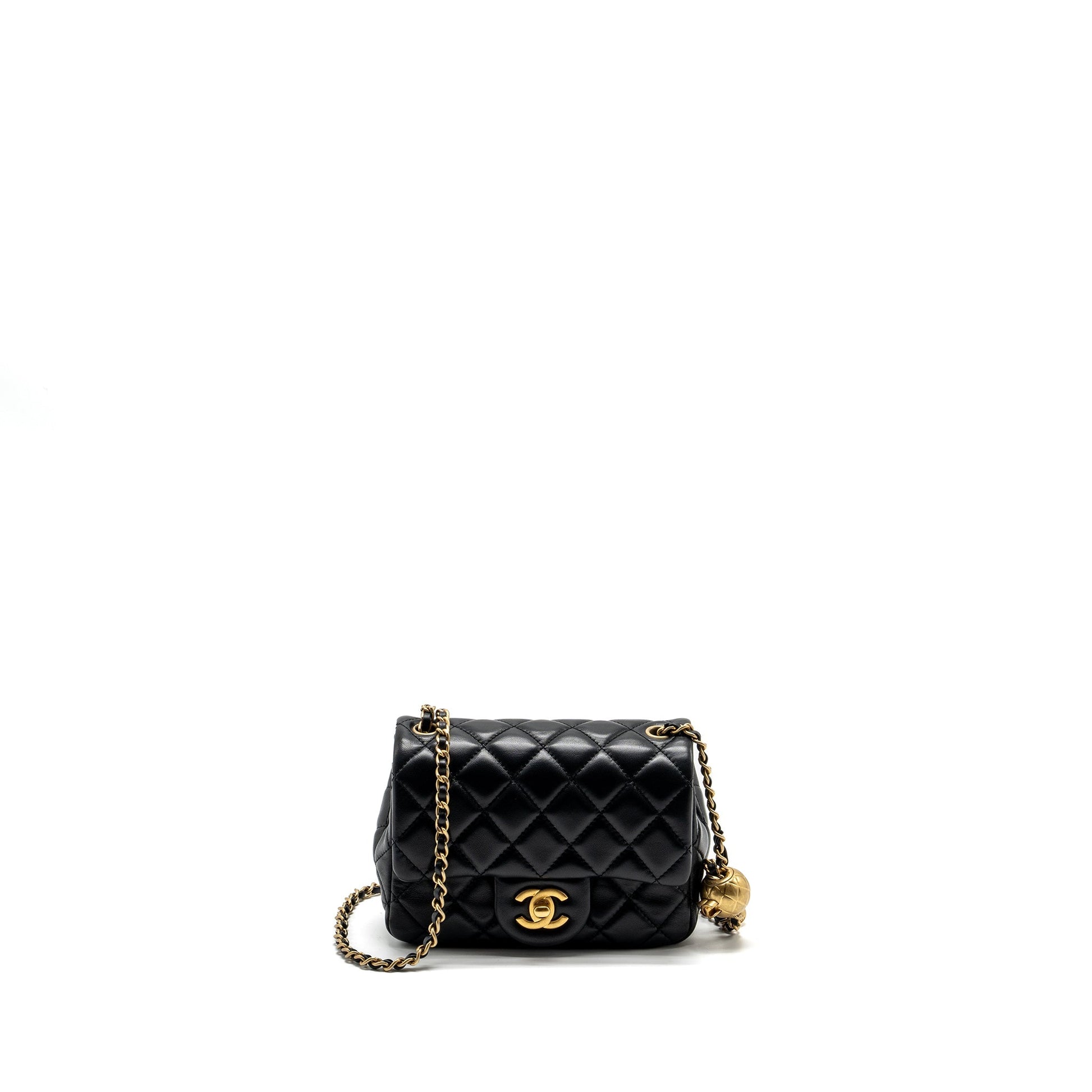 Chanel Pearl Crush Square Flap Lambskin GHW Black Shoulder Bag Microchip 7