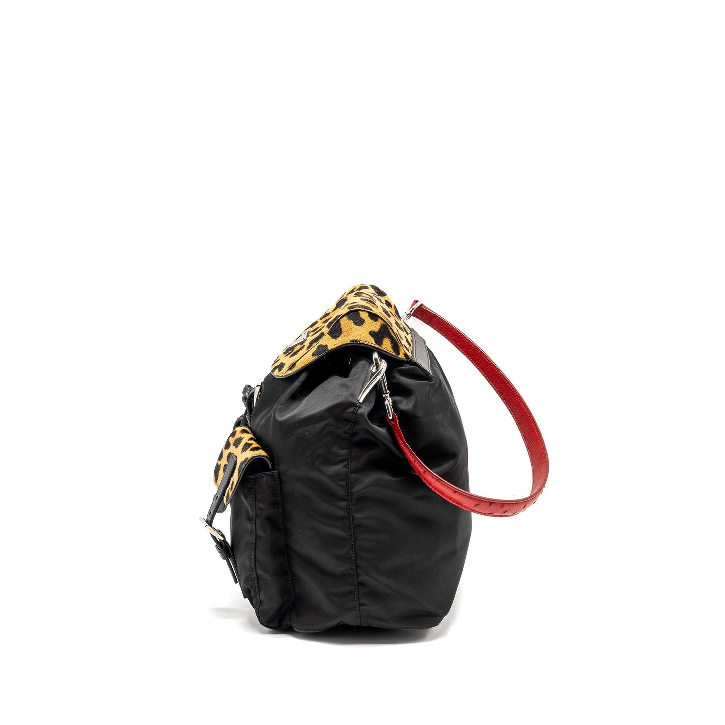 Prada Purse With Ostrich Handle Multicolour Handbag Nylon Black Travel Bag