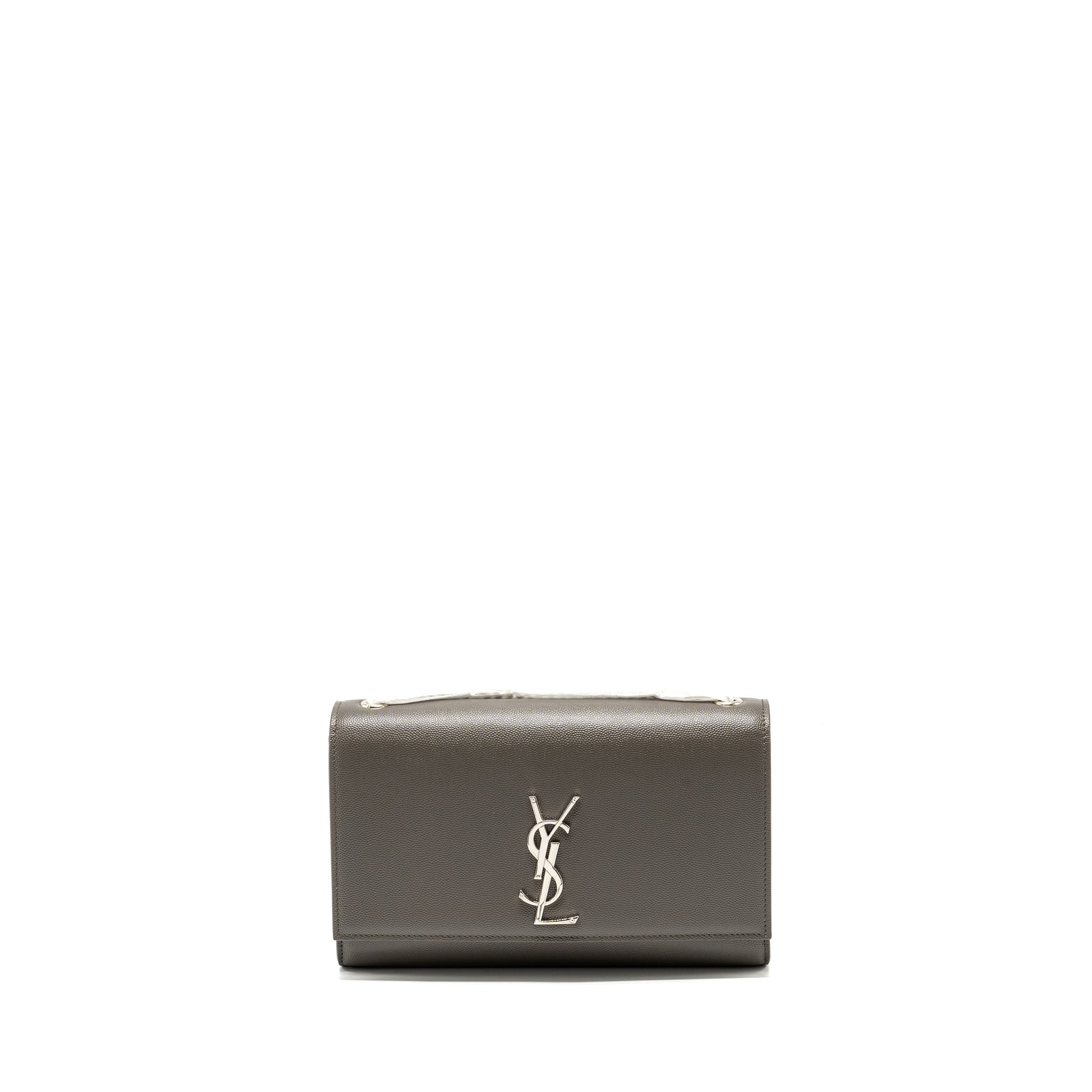YSL Saint Laurent Kate Purse Grained Calfskin Grey Travel Bag Medium