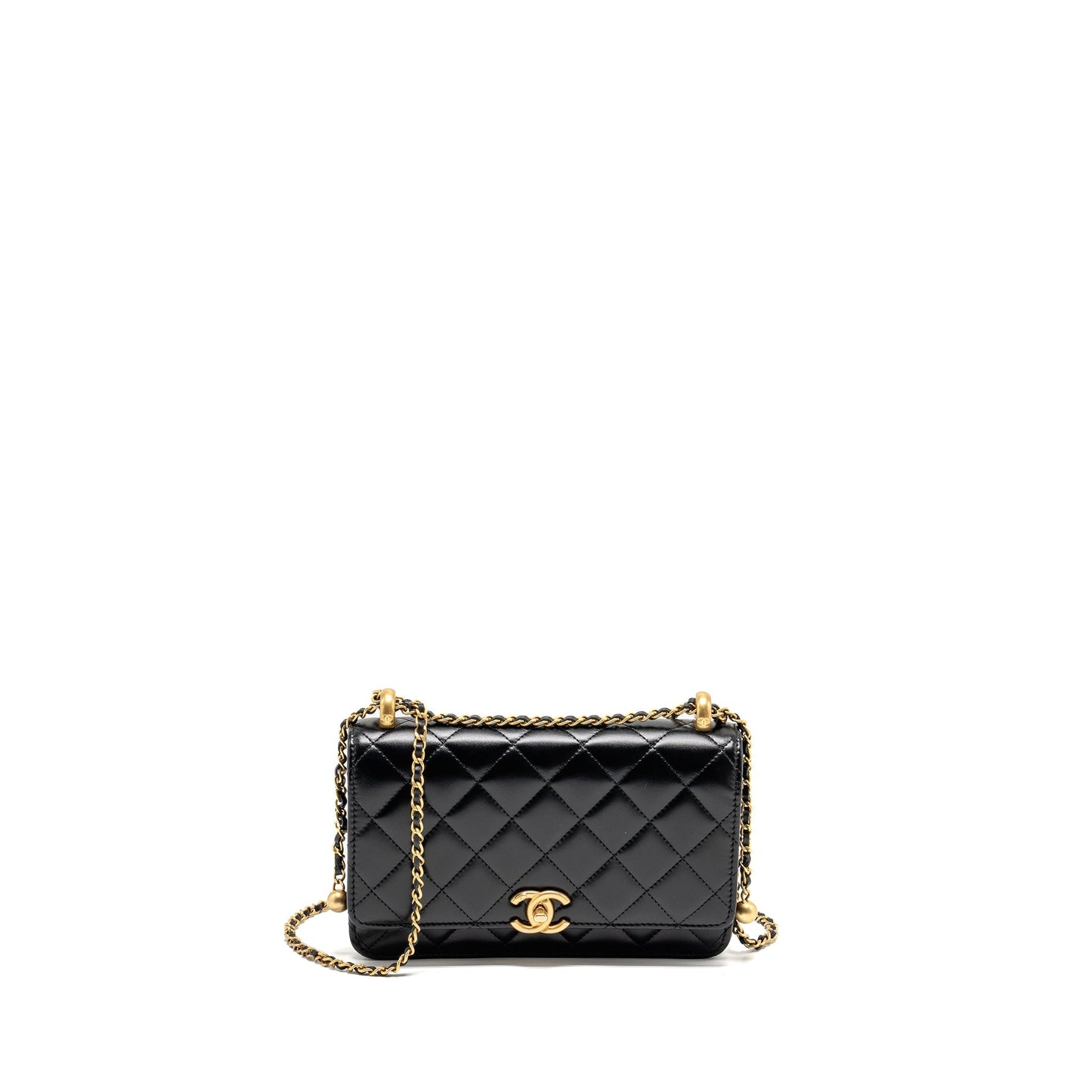 Chanel 24c Crush On Calfskin GHW microchip Black Gold Wallet Case Black Ghwmicrochip