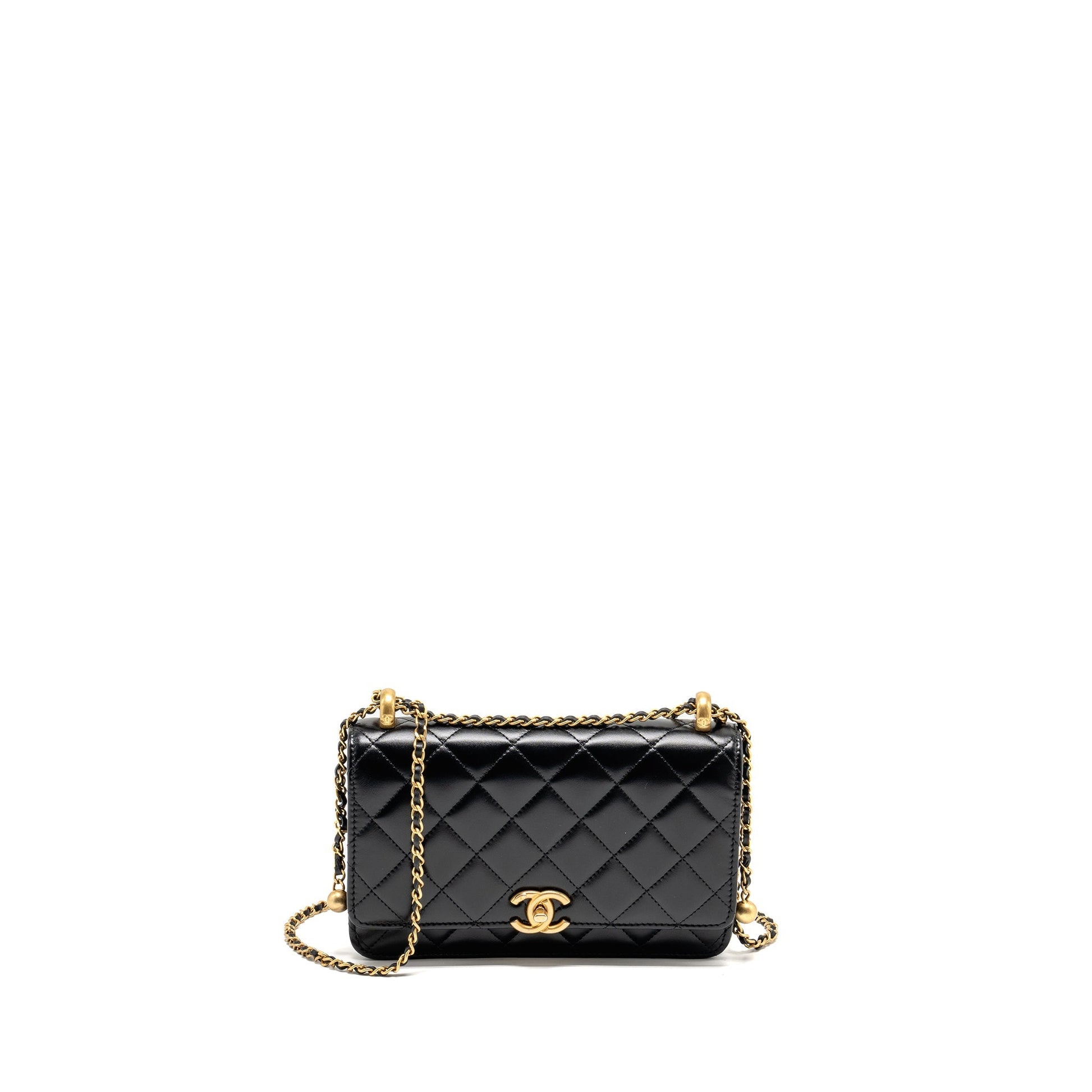 Chanel 24c Crush On Calfskin GHW microchip Black Gold Wallet Case Black Ghwmicrochip