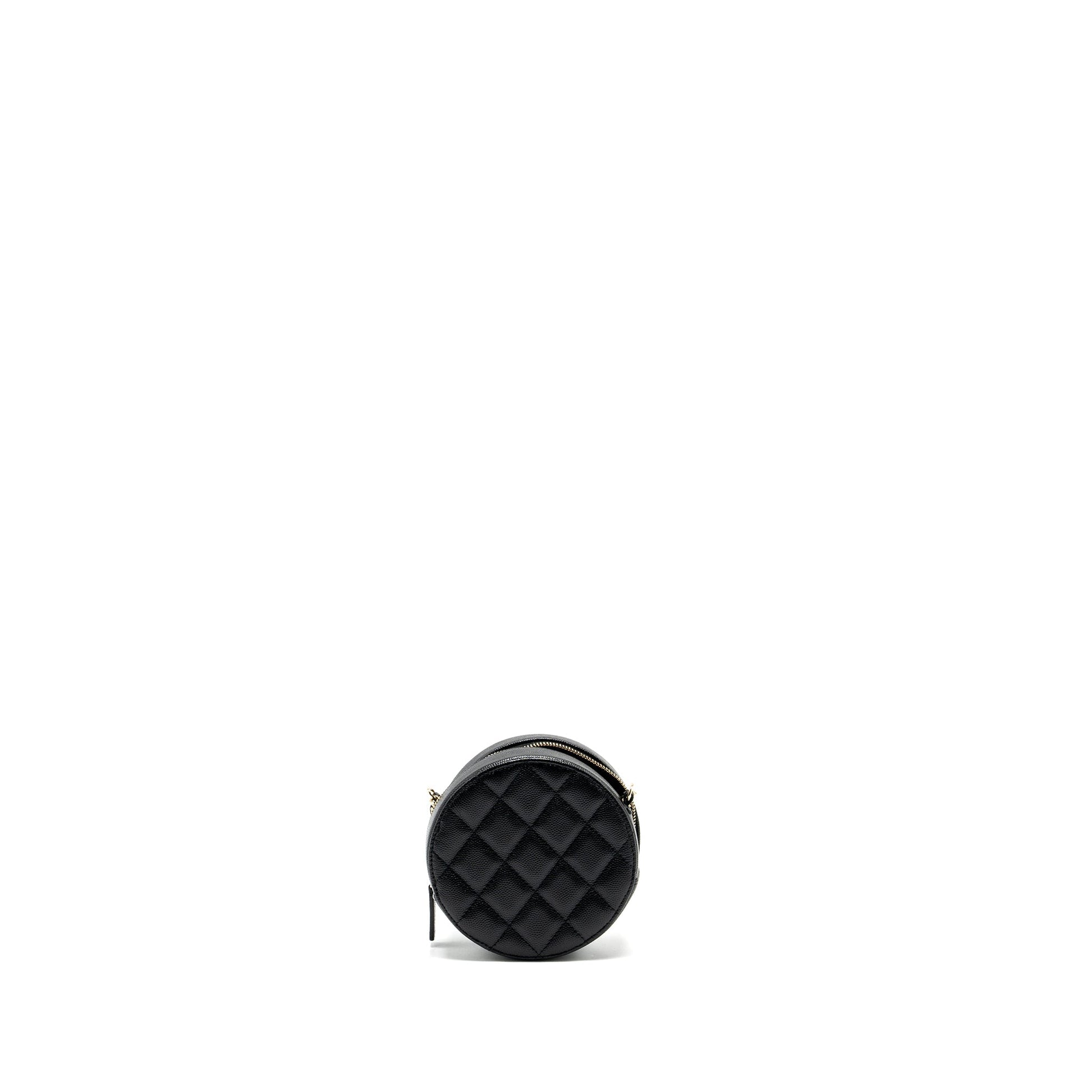 Chanel Round Caviar LGHW Black Clutch Bag