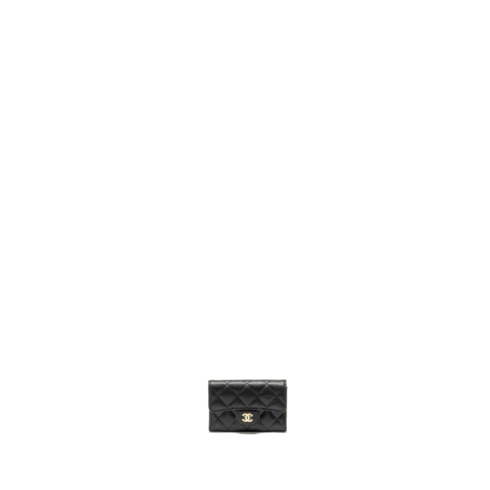 Chanel Classic Flap Card Holder Caviar GHW Black Wallet Case Ghwmicrochip 1