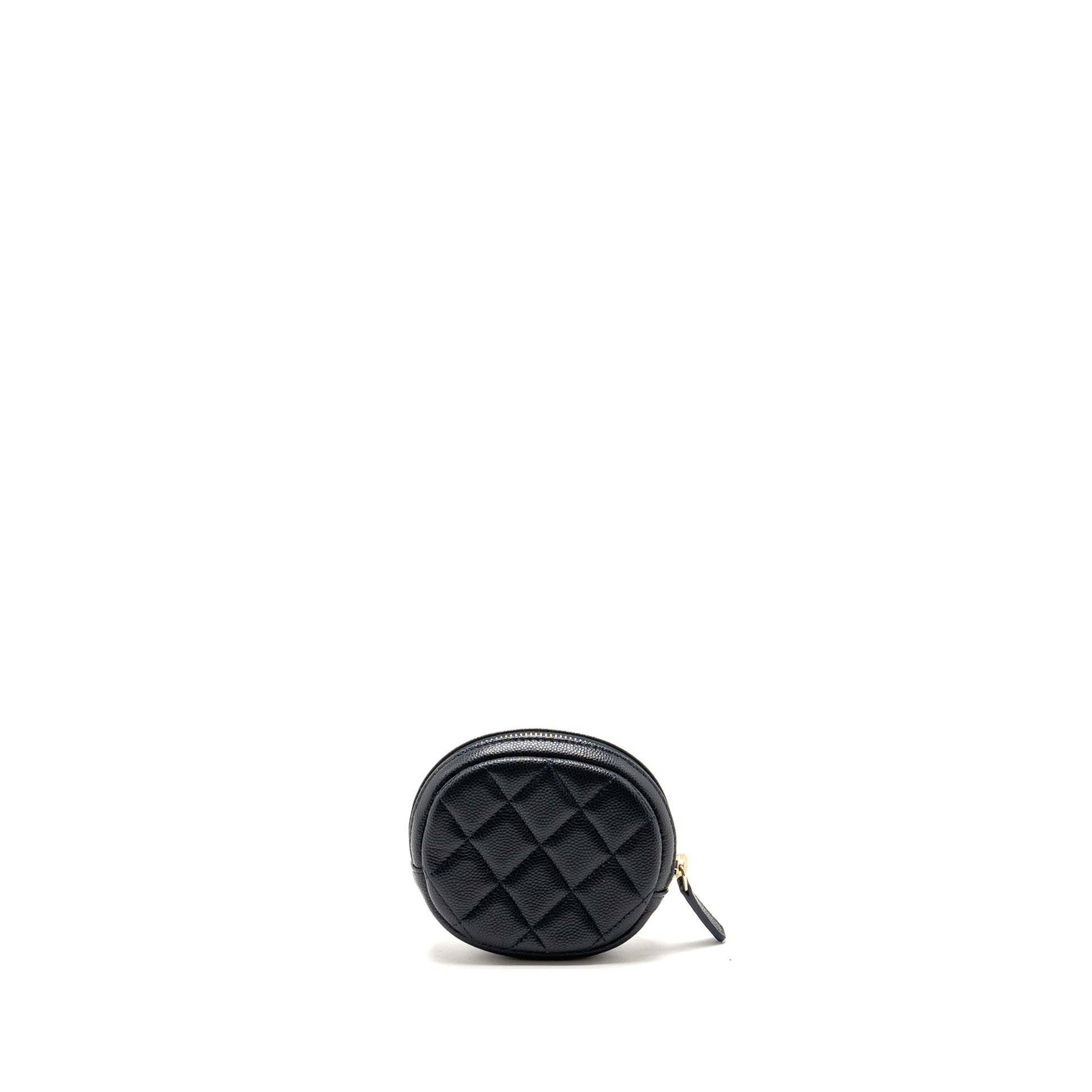 Chanel Zipper Coin Purse Caviar Navy LGHW Wallet Case
