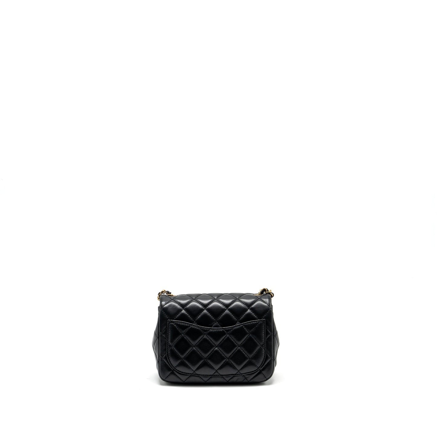 Chanel Pearl Crush Square Flap Lambskin GHW Black Shoulder Bag Microchip 7