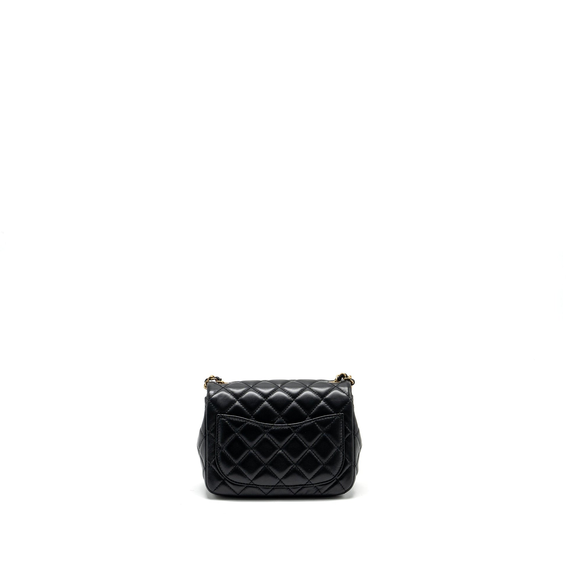 Chanel Pearl Crush Square Flap Lambskin GHW Black Shoulder Bag Microchip 7