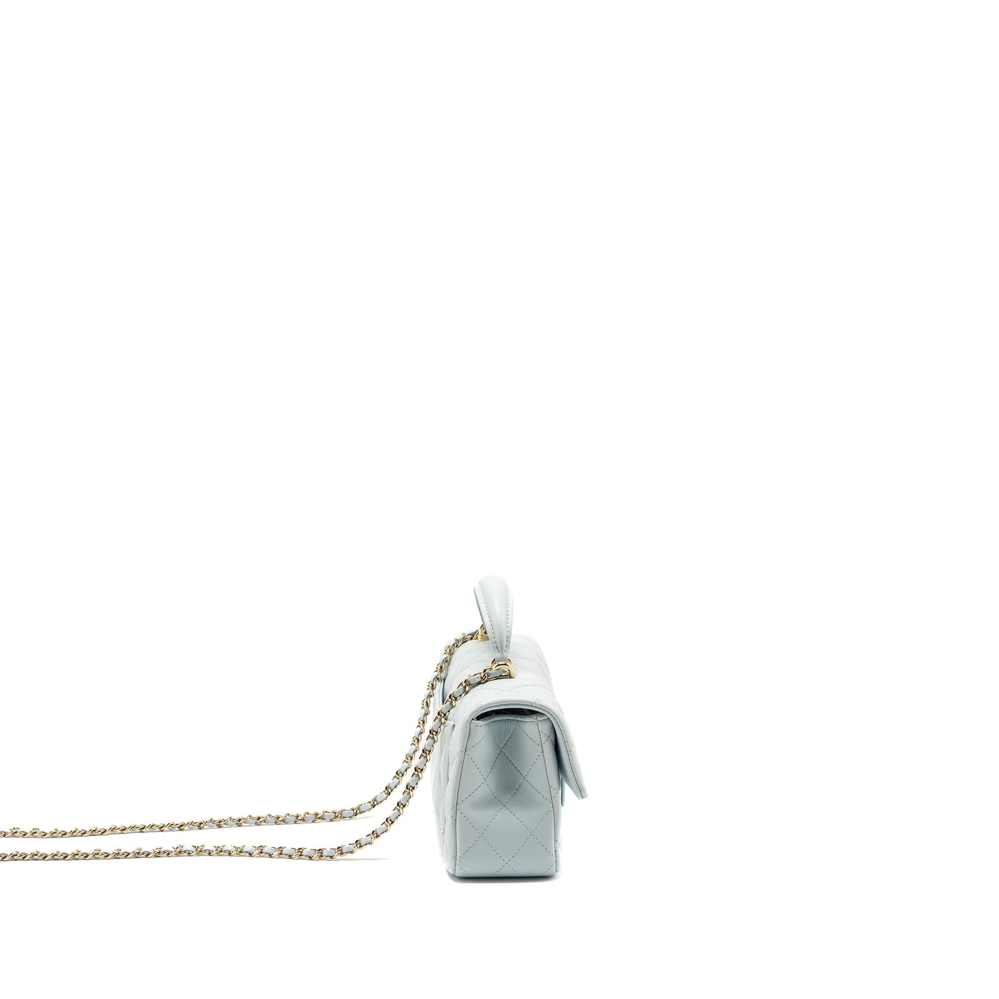 Chanel Top Handle Rectangular Flap Lambskin Light Blue Shoulder Bag