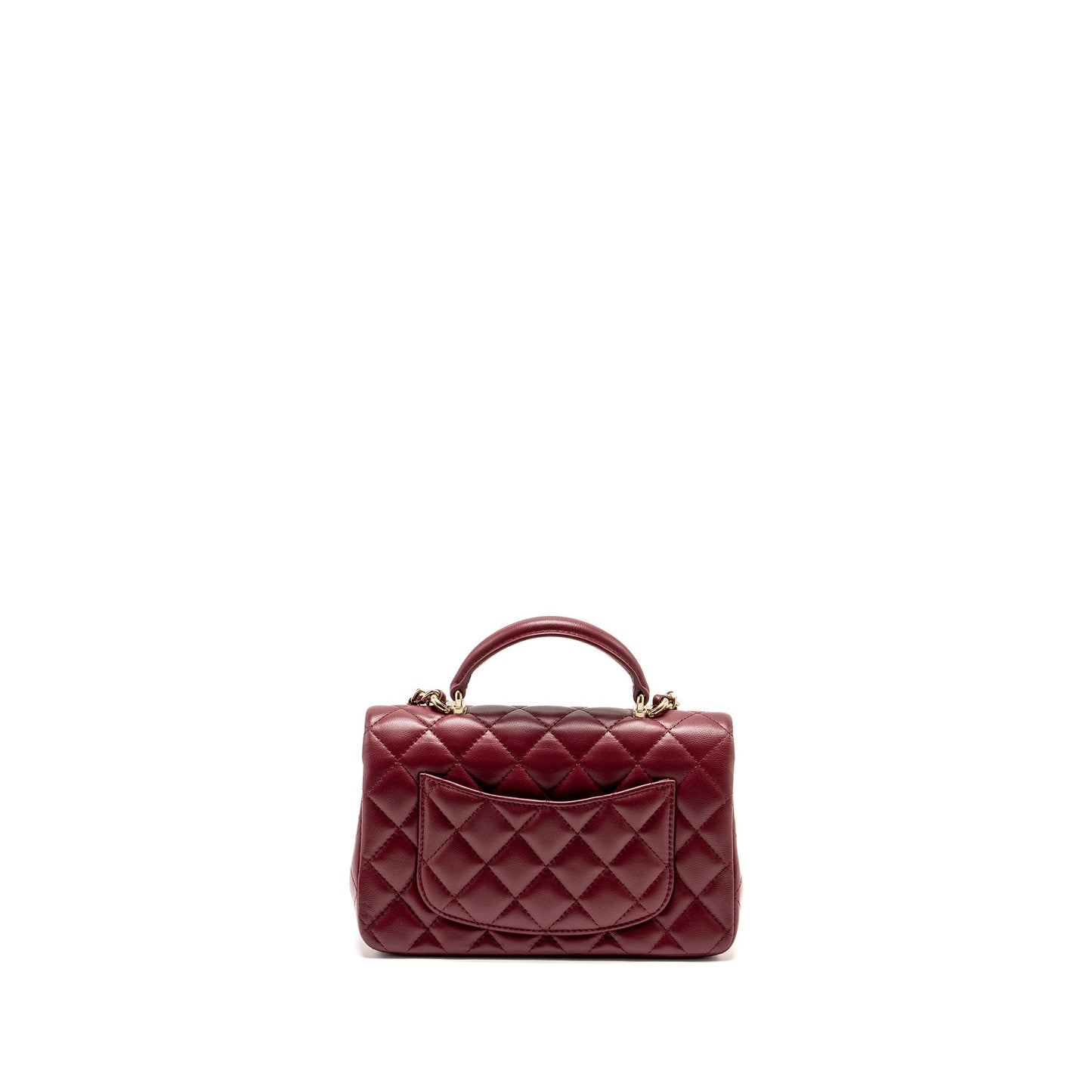Chanel Top Handle Rectangular Flap Lambskin Burgundy Shoulder Bag