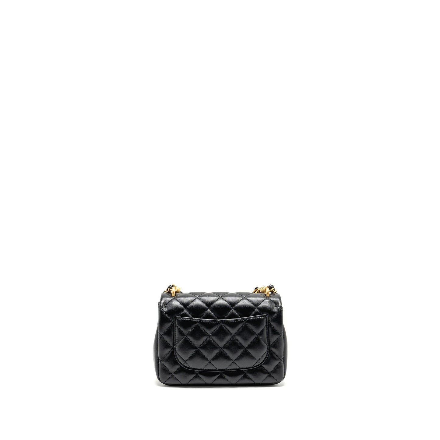 Chanel 24p pearl Flap Lambskin GHW Microchip Black Shoulder Bag