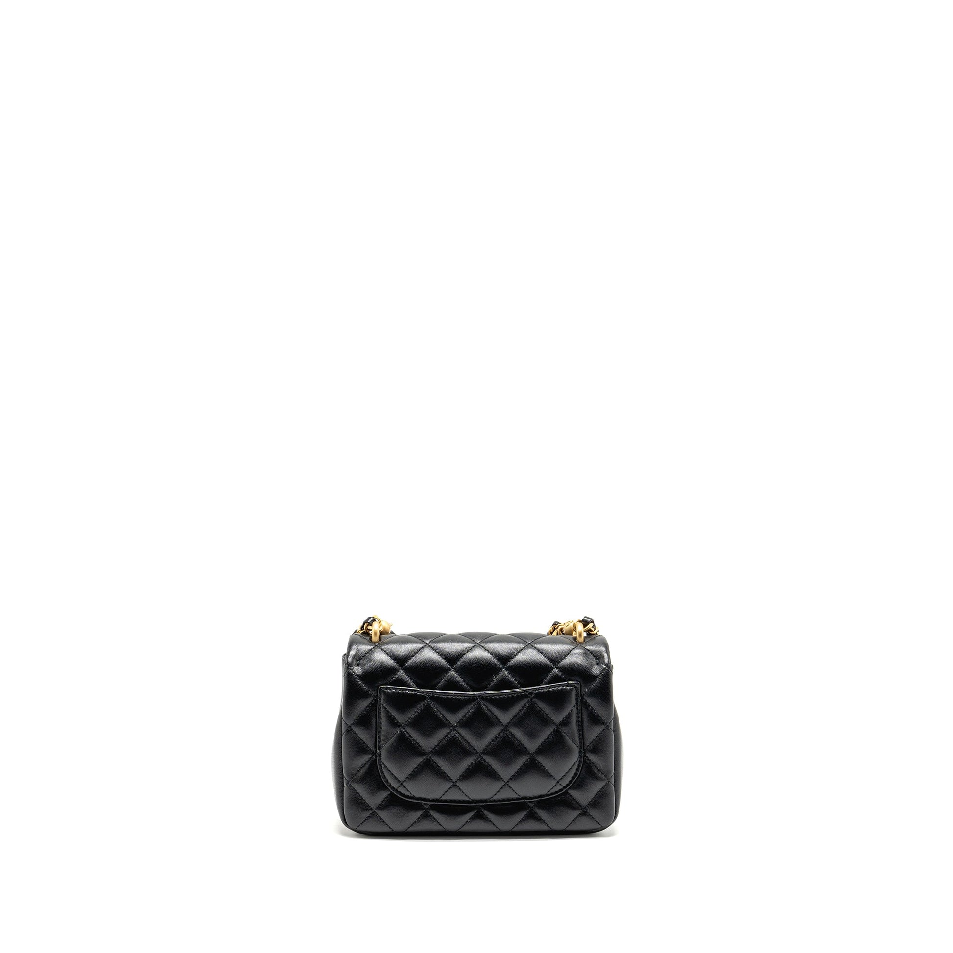 Chanel 24p pearl Flap Lambskin GHW Microchip Black Shoulder Bag