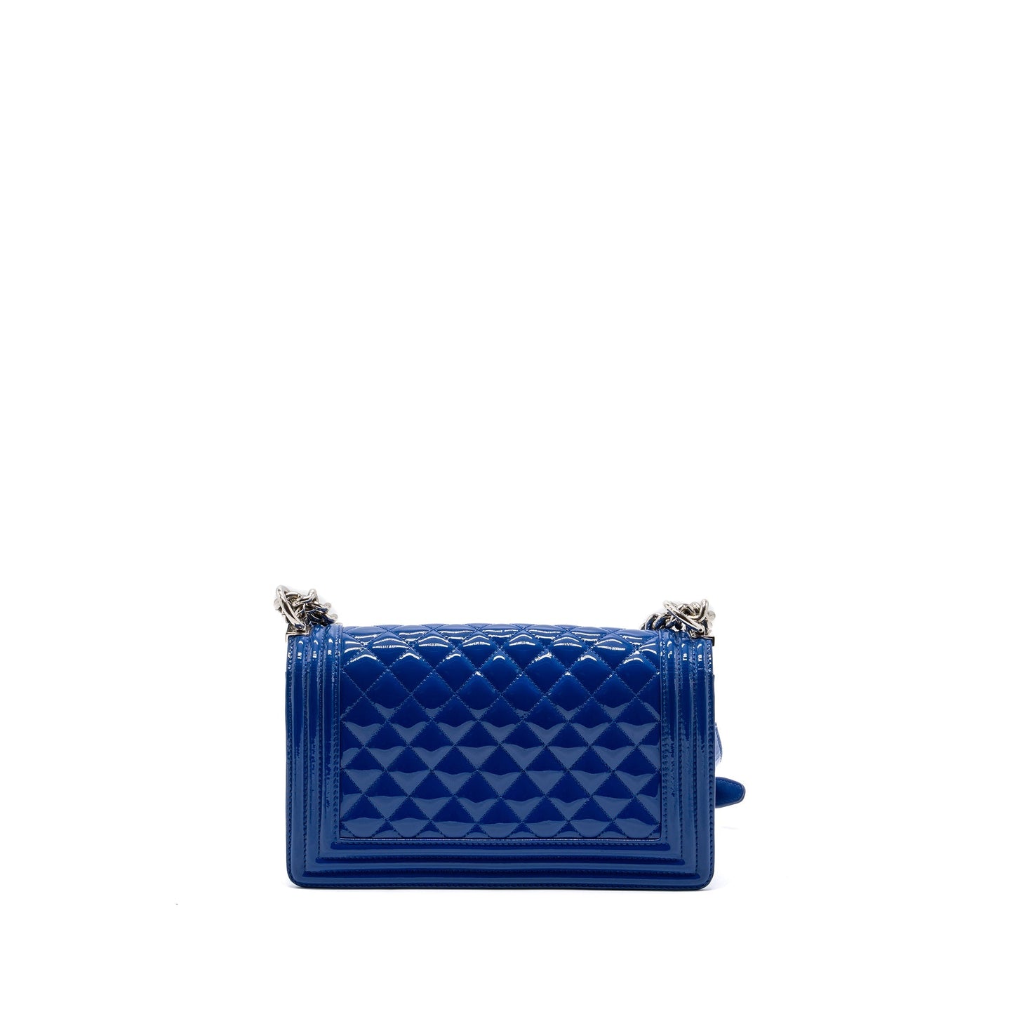 Chanel Boy Patent Dark SHW Blue Handbag