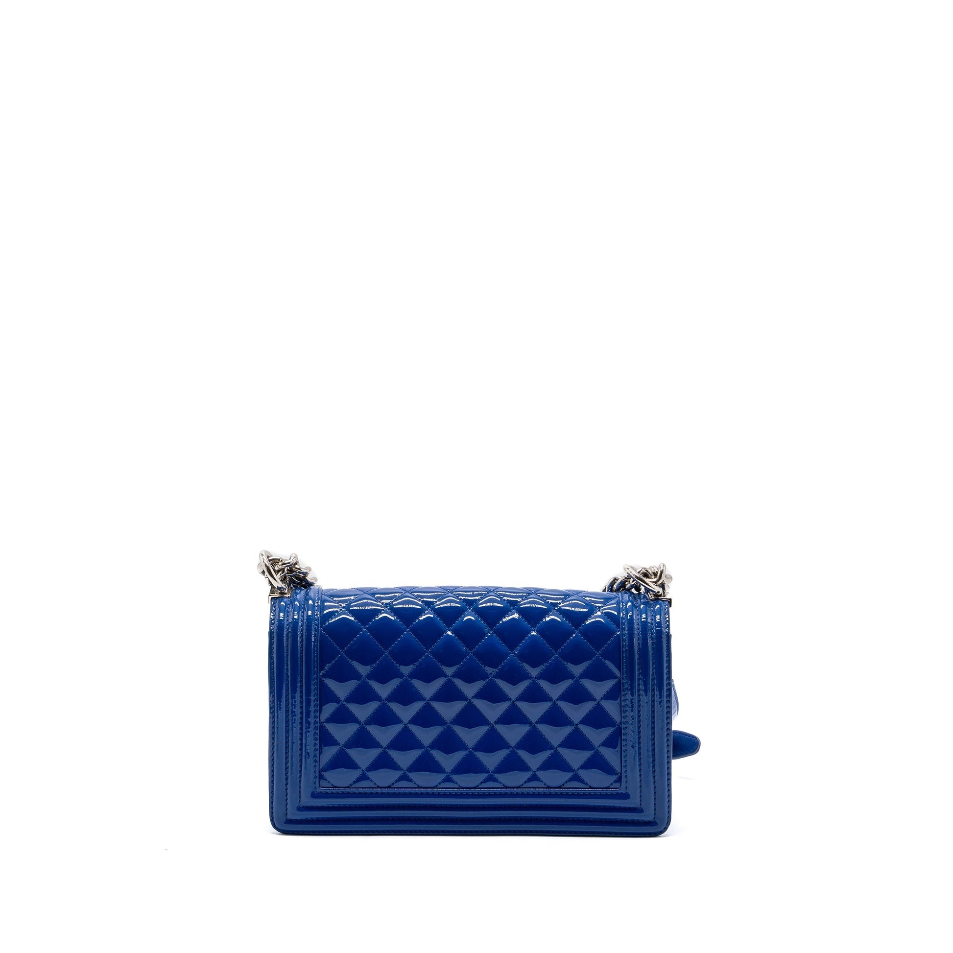 Chanel Boy Patent Dark SHW Blue Handbag