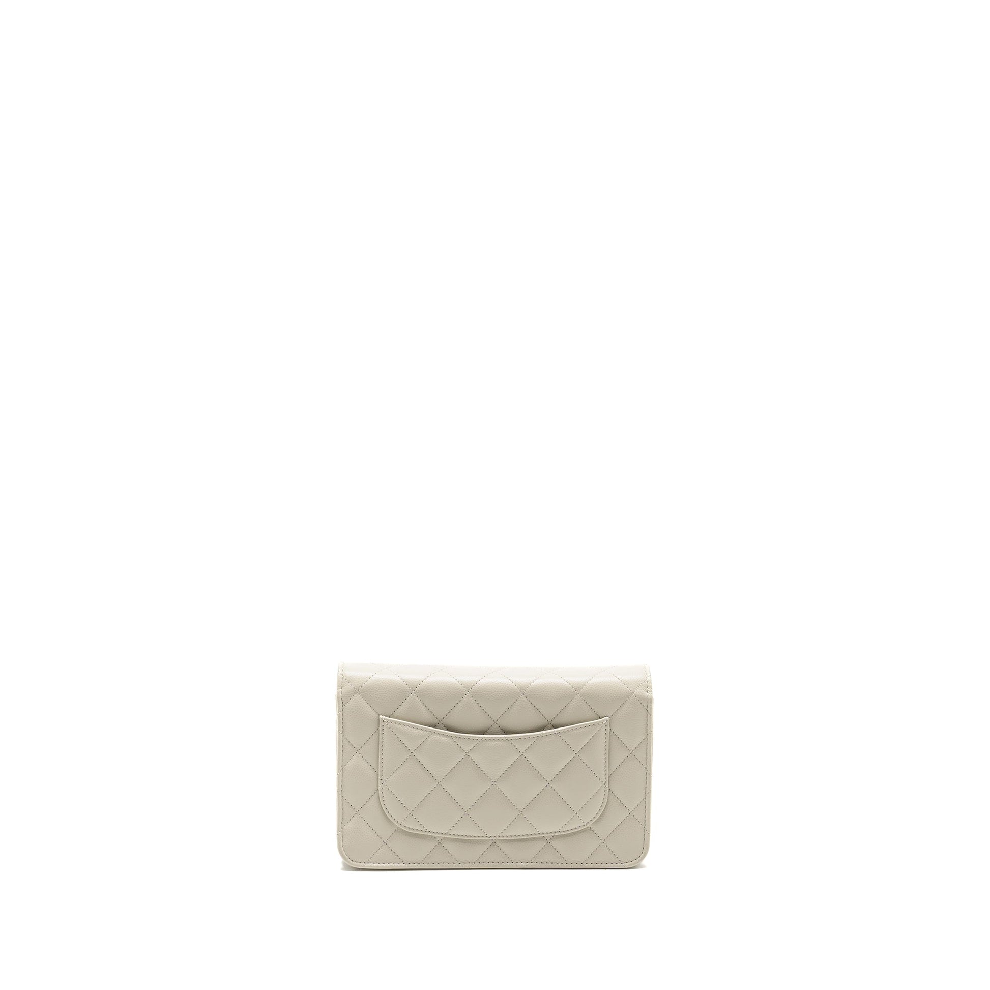 Chanel Classic on Caviar Creamy LGHW microchip White Wallet Case