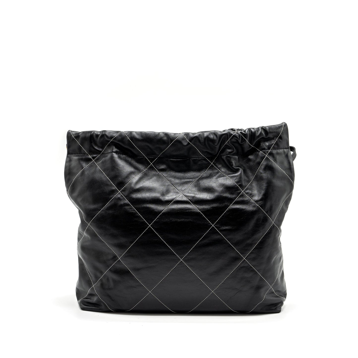 Chanel 22 Shiny Calfskin Stitching Letter GHW Black White Gold Handbag