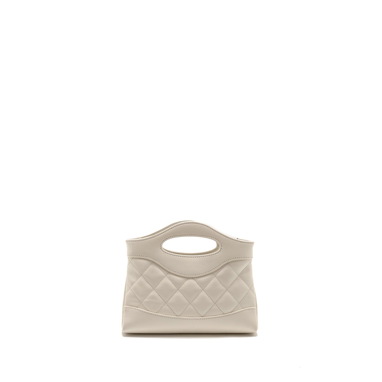 Chanel 31 Shiny Lambskin LGHW microchip White Clutch Bag
