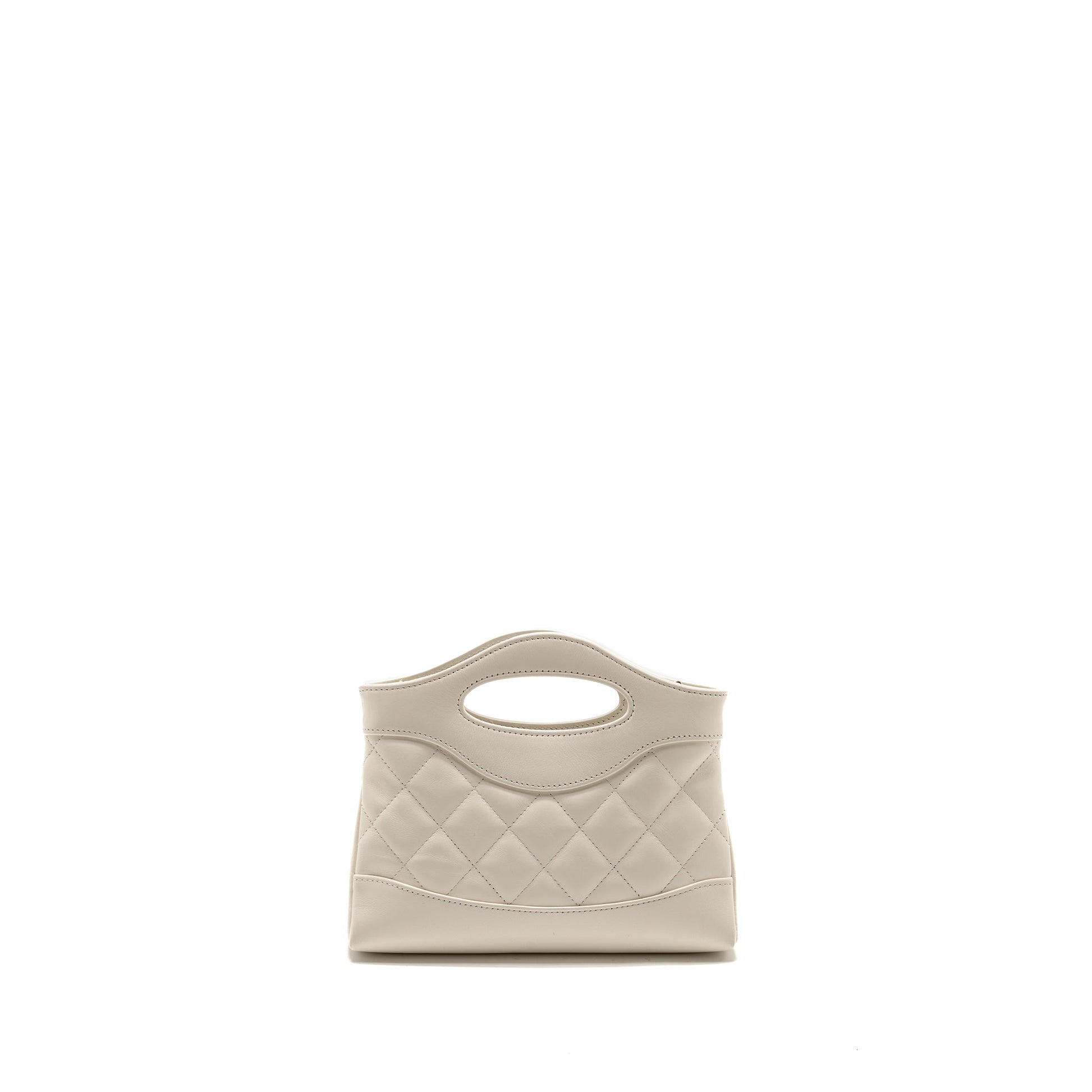 Chanel 31 Shiny Lambskin LGHW microchip White Clutch Bag