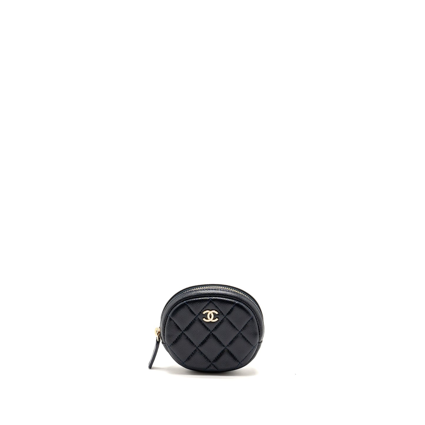 Chanel Zipper Coin Purse Caviar Navy LGHW Wallet Case
