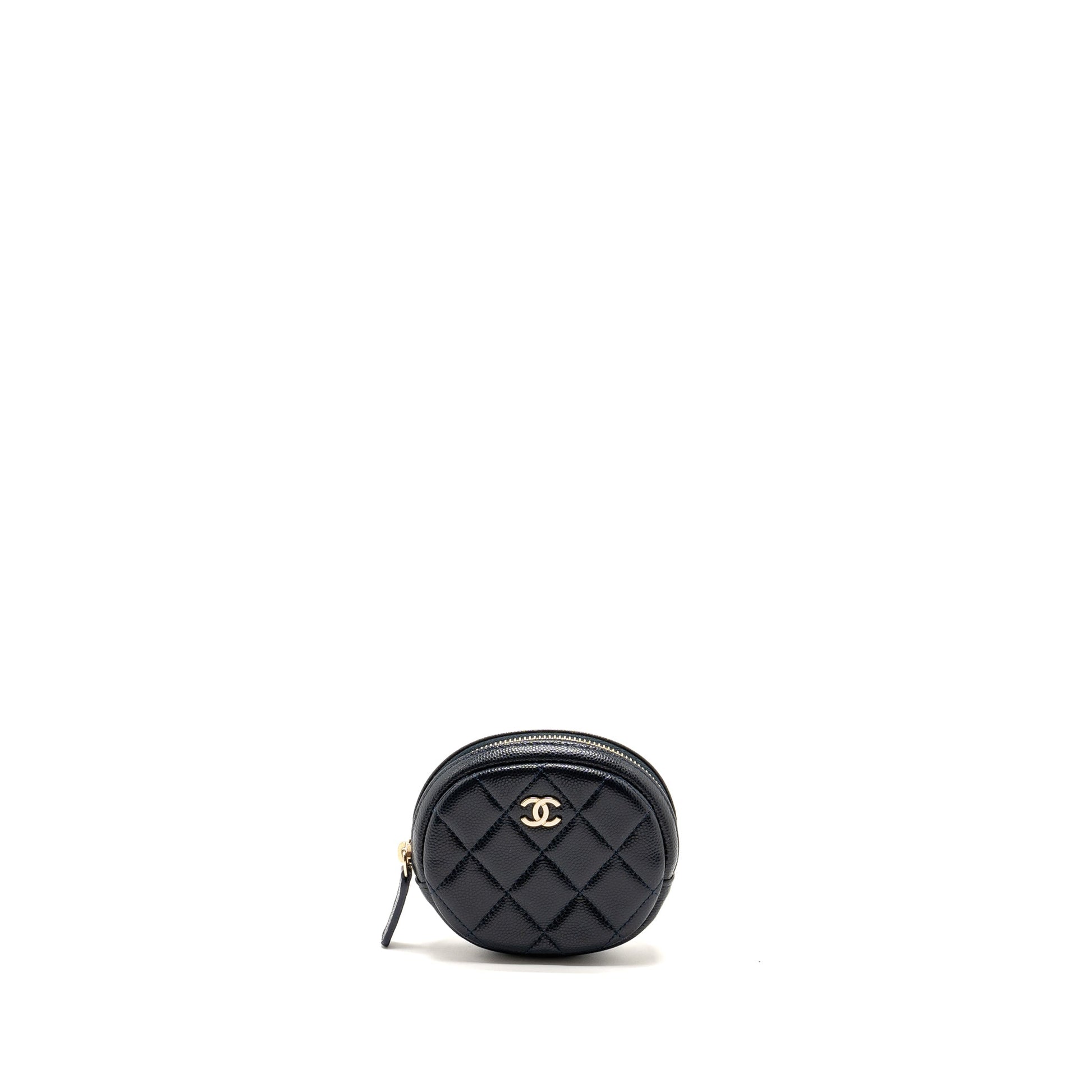 Chanel Zipper Coin Purse Caviar Navy LGHW Wallet Case