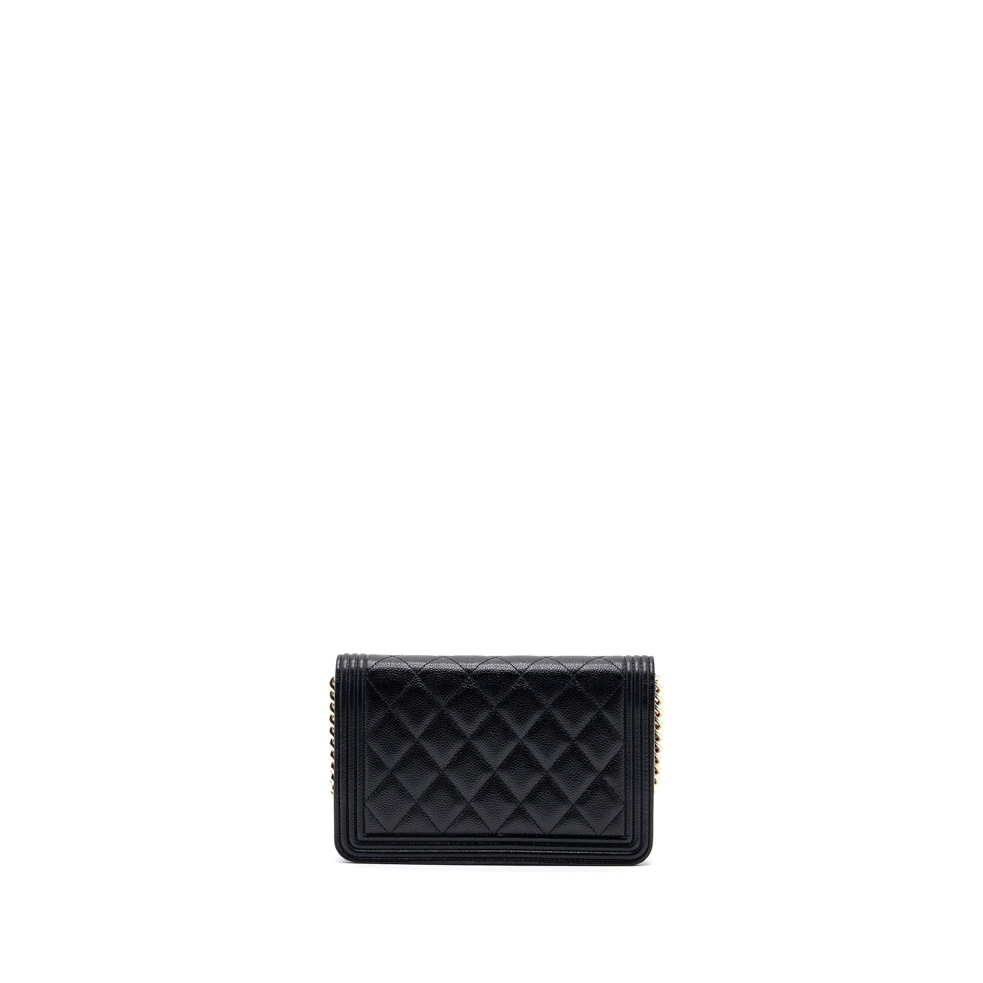 Chanel Boy On Caviar LGHW microchip Black Wallet Case