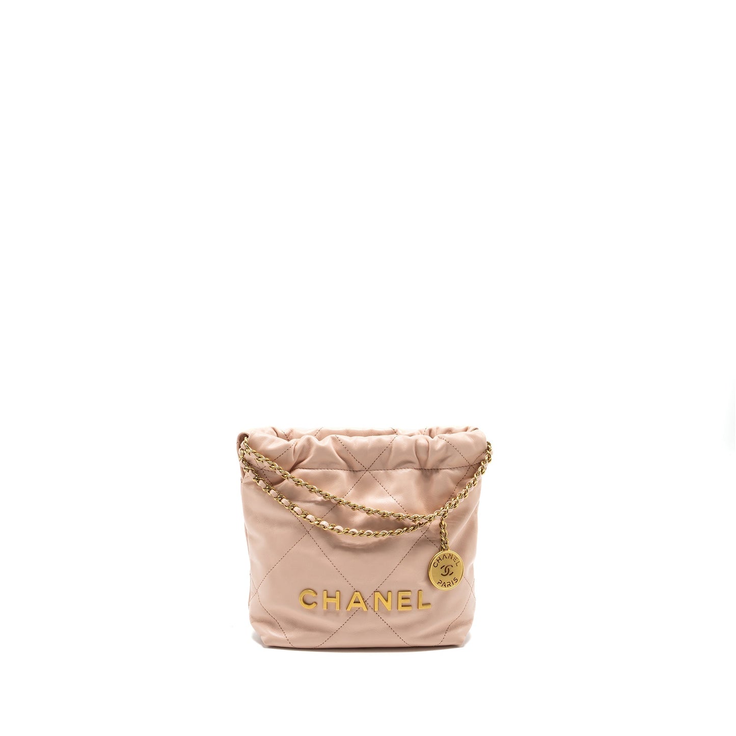 Chanel 22 Shiny Calfskin GHW microchip Pink Mini Bag
