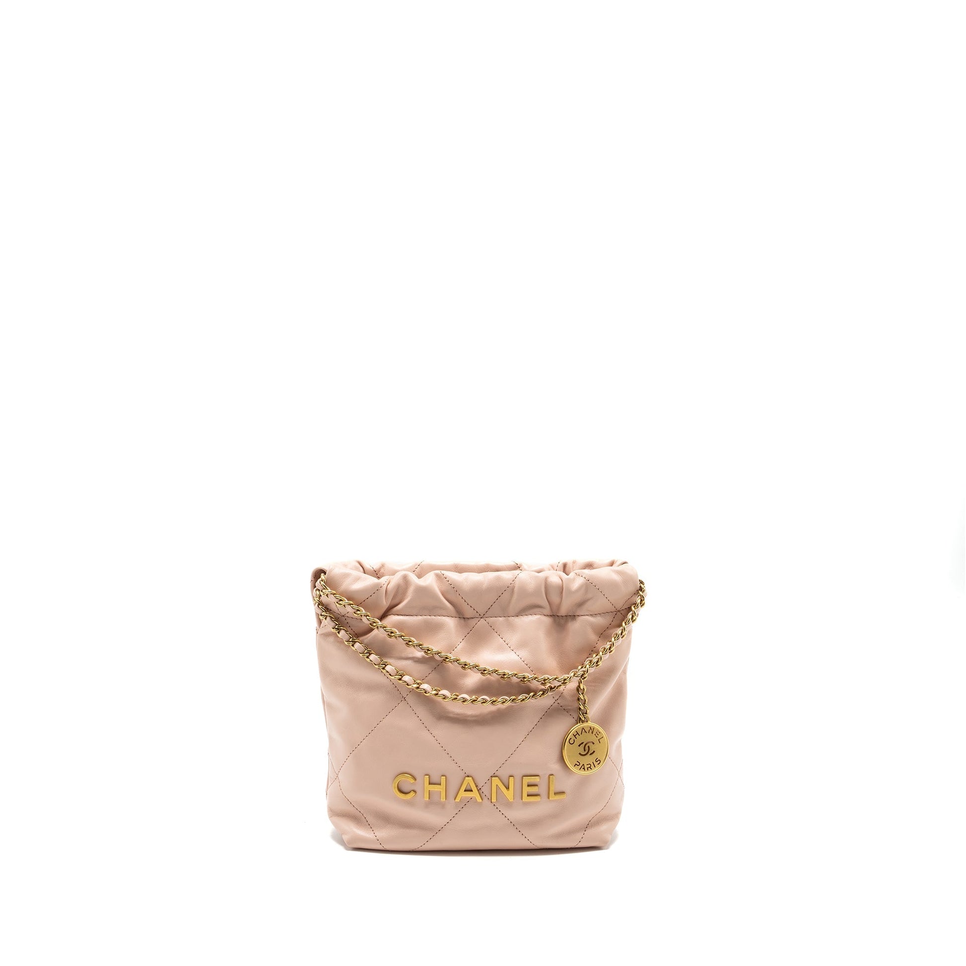 Chanel 22 Shiny Calfskin GHW microchip Pink Mini Bag