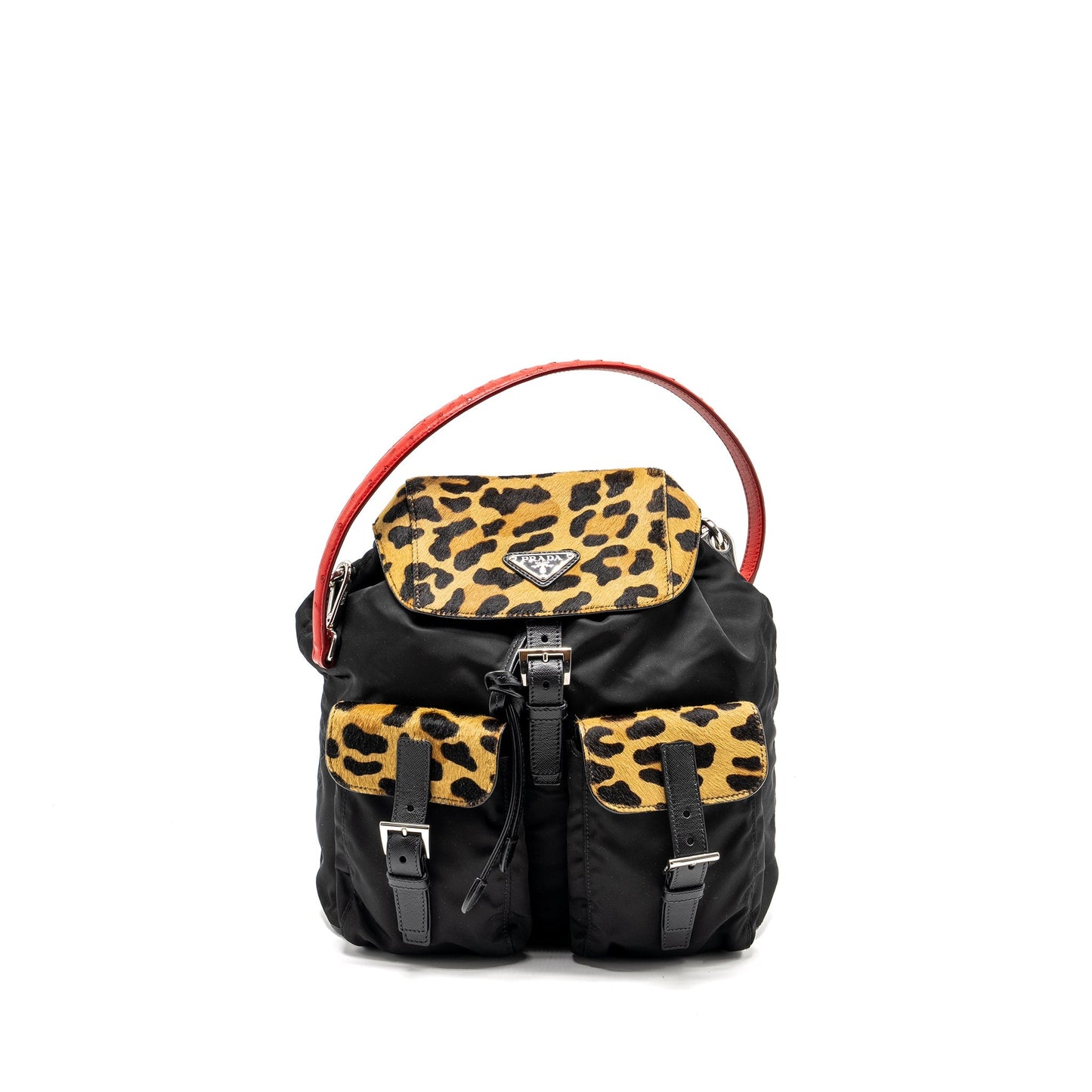 Prada Purse With Ostrich Handle Multicolour Handbag Nylon Black Travel Bag